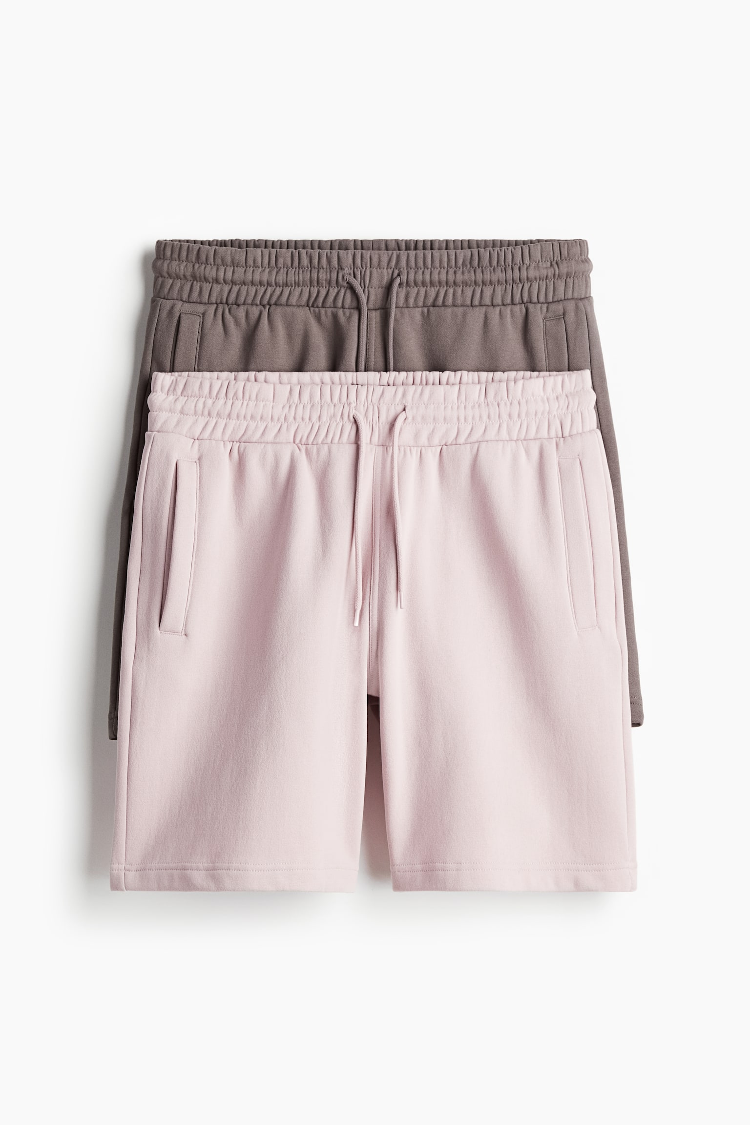 2-pack Regular Fit sweatshorts - Pink/Dark beige/Black/Grey marl - 1