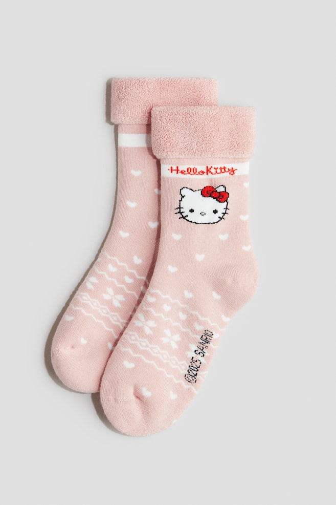 Set de 3 perechi de șosete flaușate-Roz-prăfuit/Hello Kitty - 3