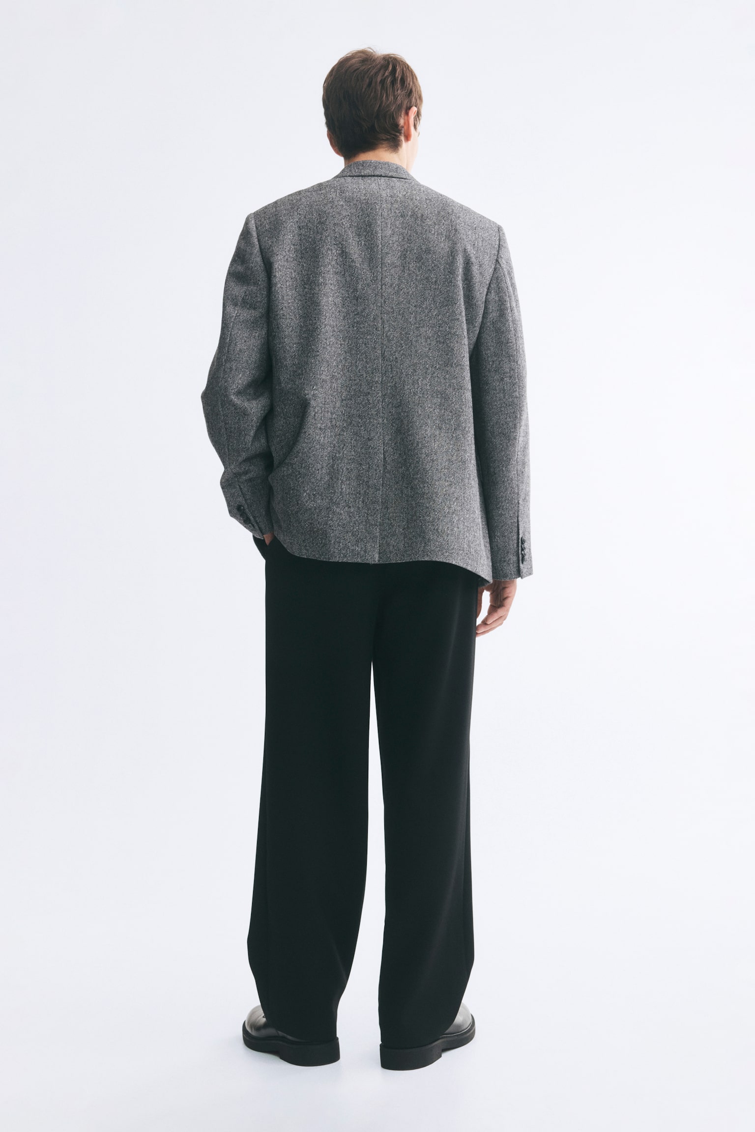 Мужские брюки H&M Relaxed-Fit Tailored, цвет: Чёрный — фото 4