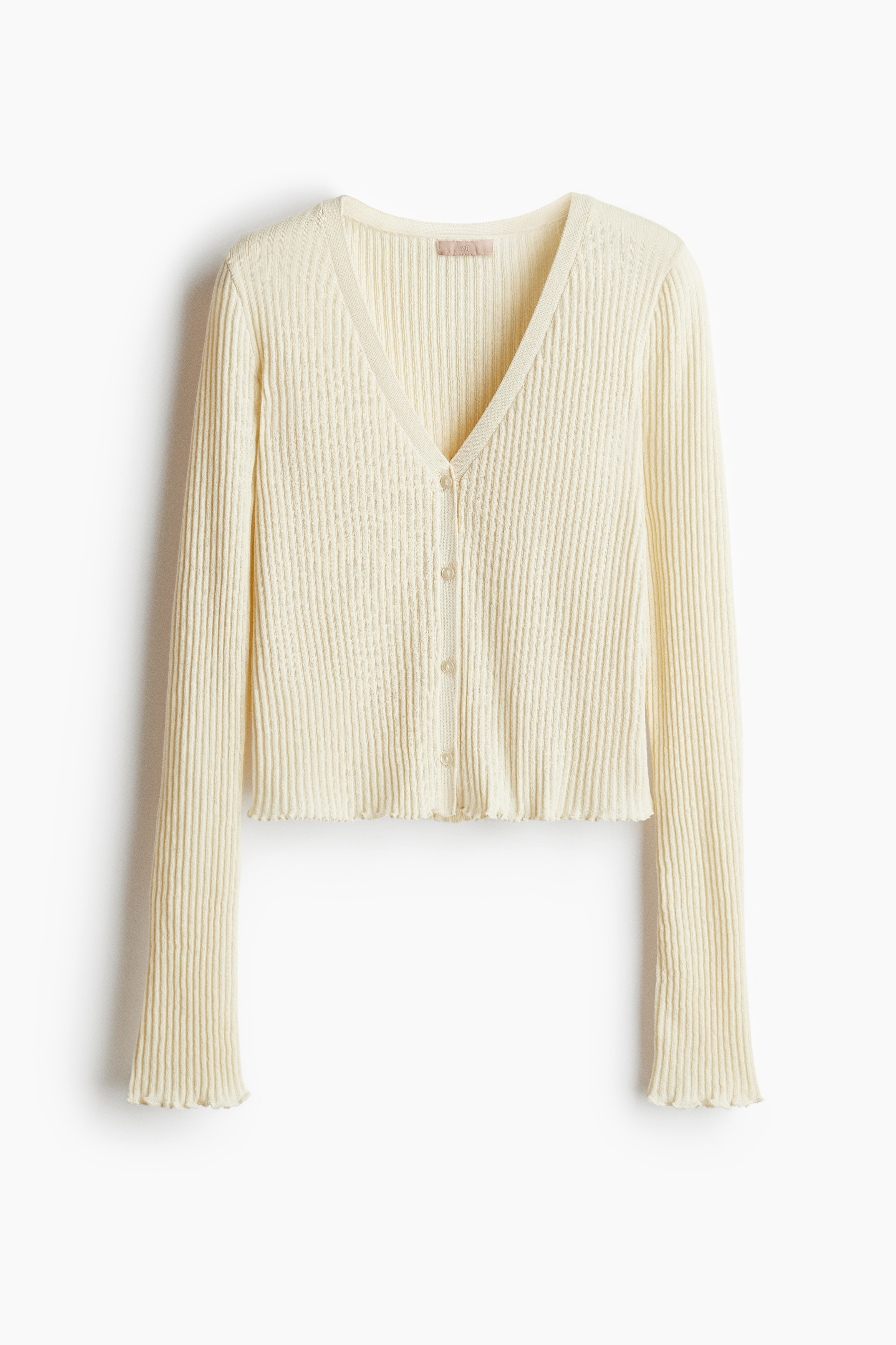 Ribgebreid vest van linnenmix - Bleekgeel