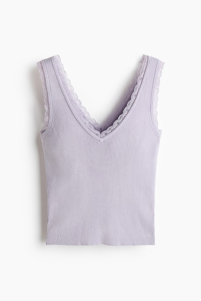 Tanktop mit Spitze - Helles Mattlila/Hellblau - 1