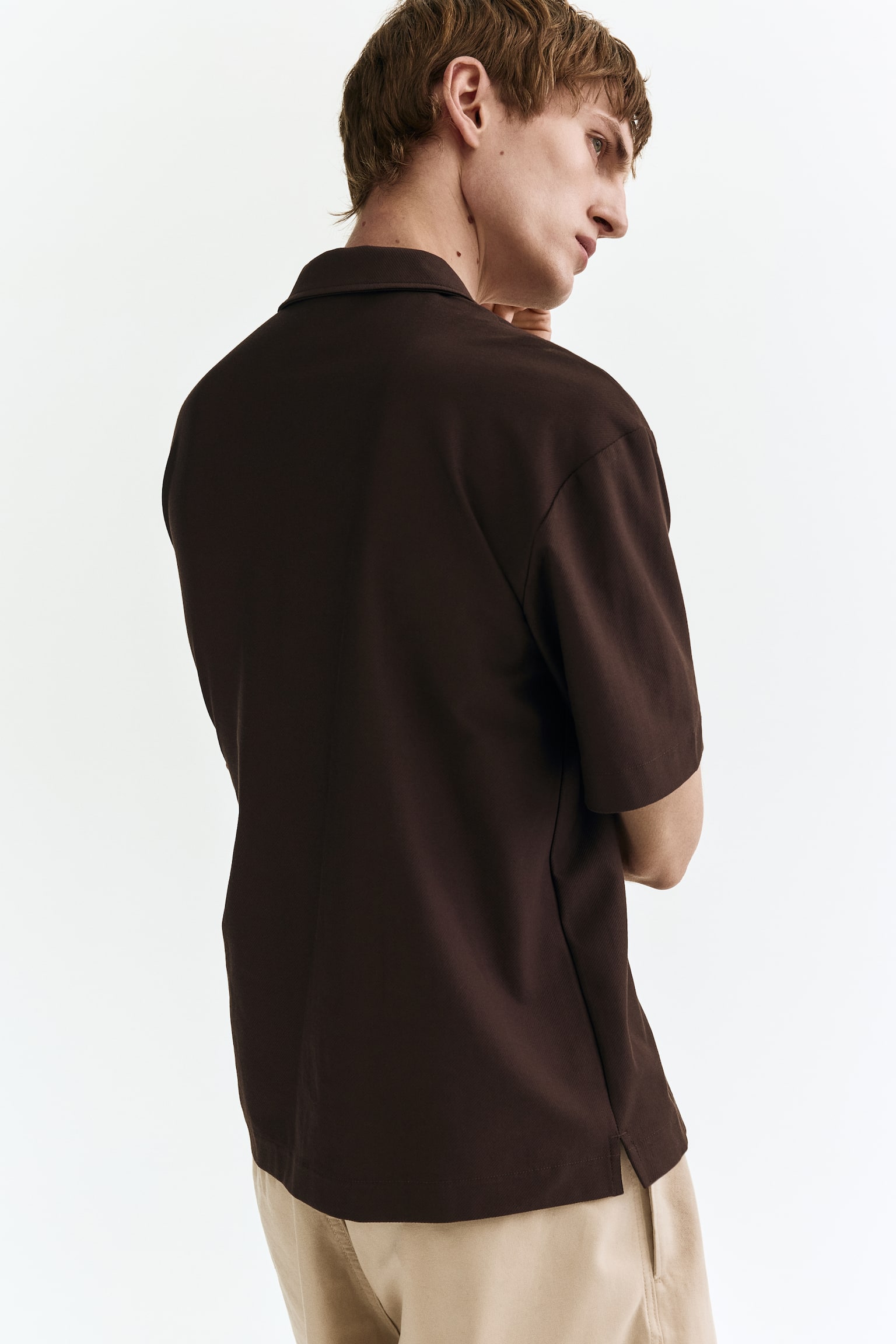 Loose Fit Polo shirt-Dark brown - 3
