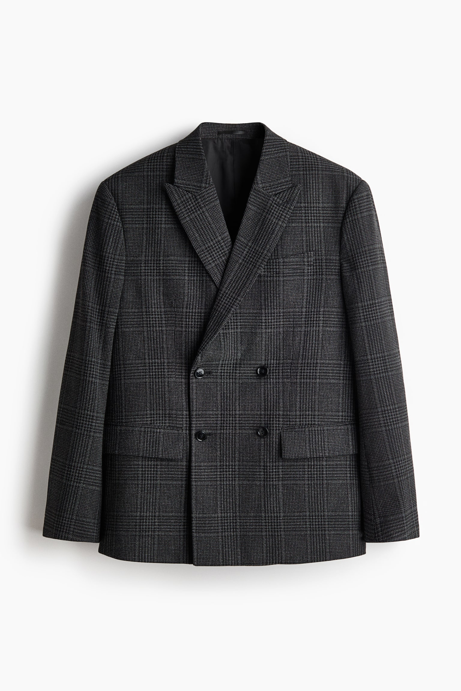 Relaxed-Fit Double-Breasted Jacket - Dark gray/checked/Black/pinstriped/Gray/checked - 1