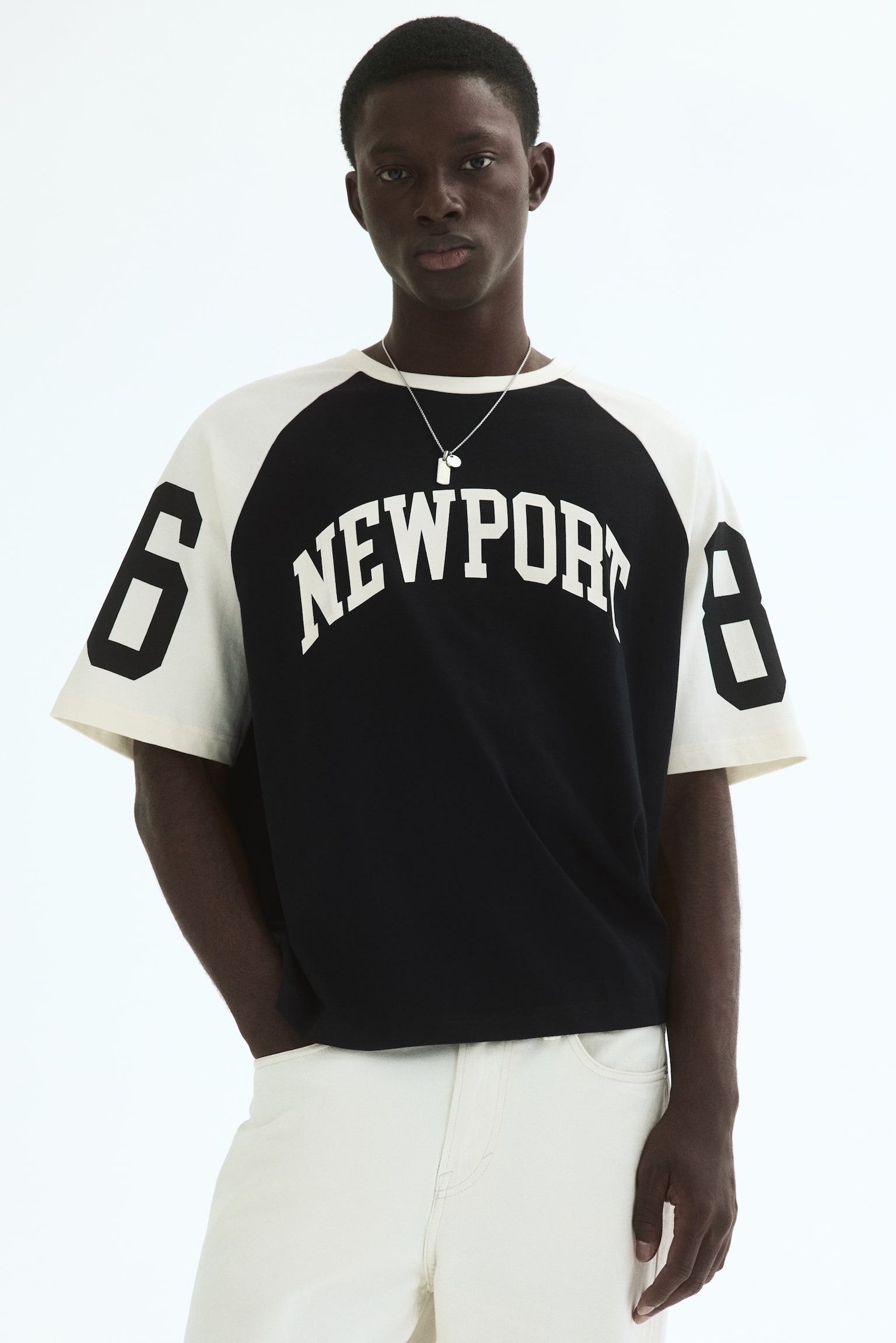 Relaxed Fit Printed T-shirt - Black/Newport/White/Newport - 1