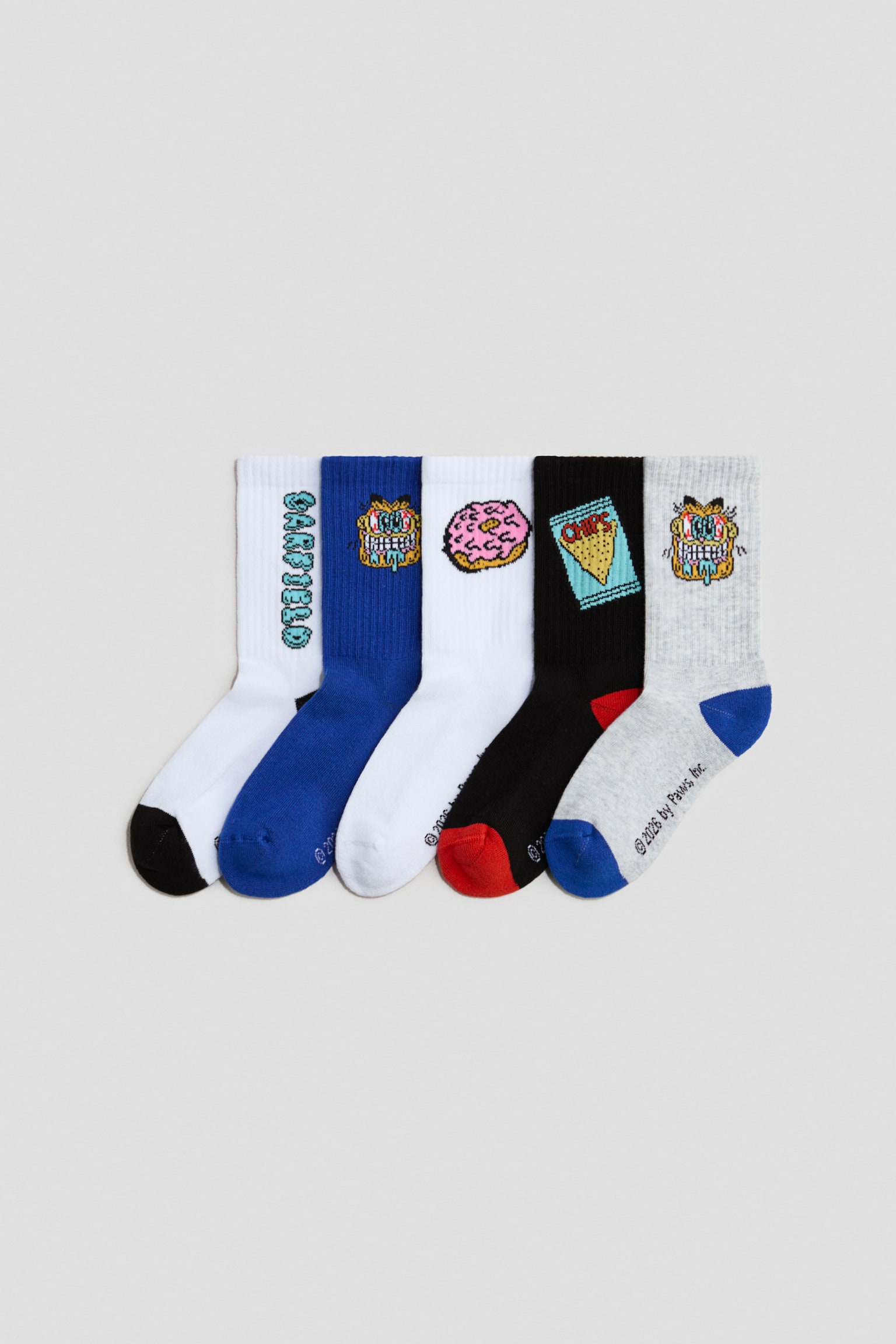 5er-Pack Socken mit Intarsienmotiv - Blau/Garfield/Blau/Minecraft/Blau/Among us/Blau/Die Simpsons/Weiss/Blau/PlayStation/Hellgrün/SmileyWorld®/Weiss/Disney