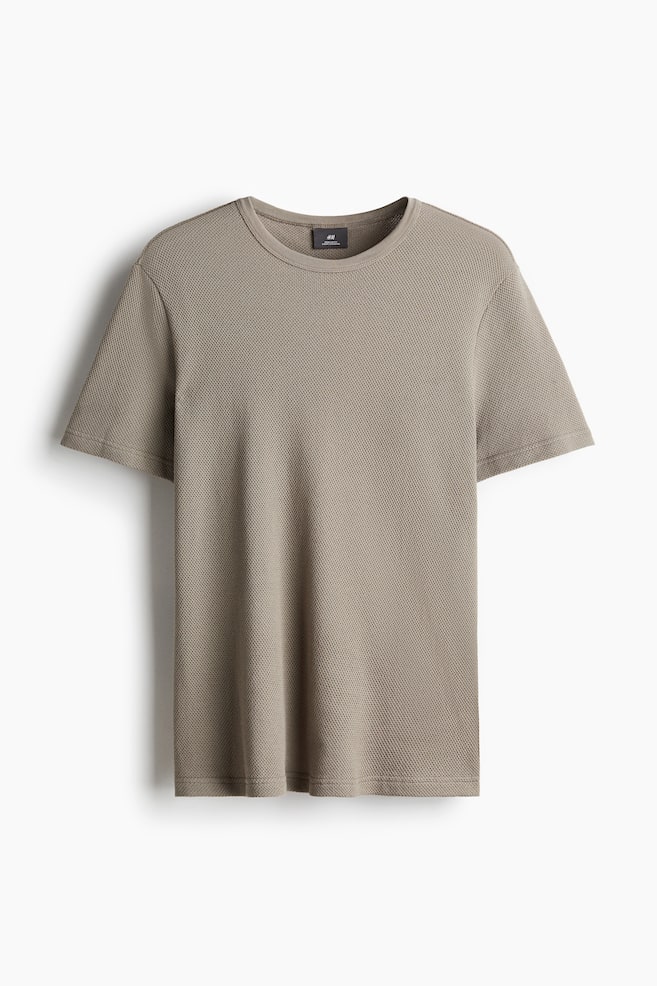 Regular Fit Piqué T-shirt - Beige - 1