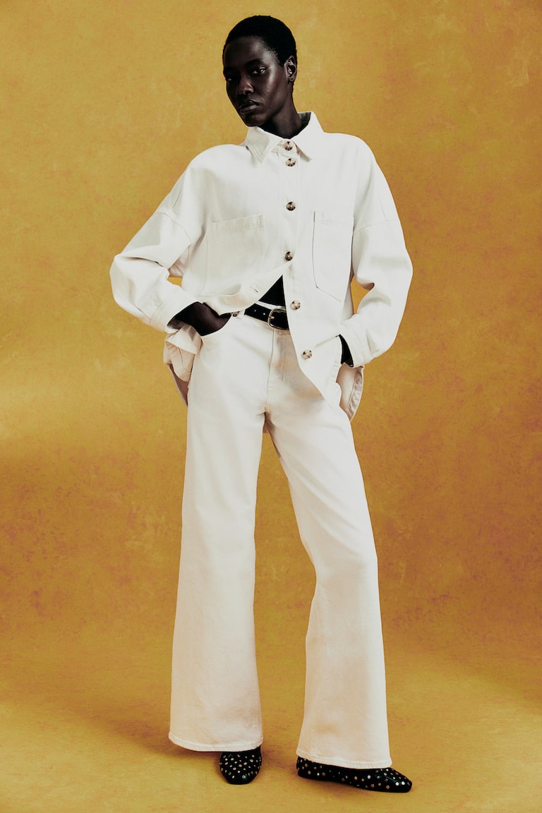 Wide Leg Weisse Jeansjacke Harper High Rise Wide Leg Jeans White