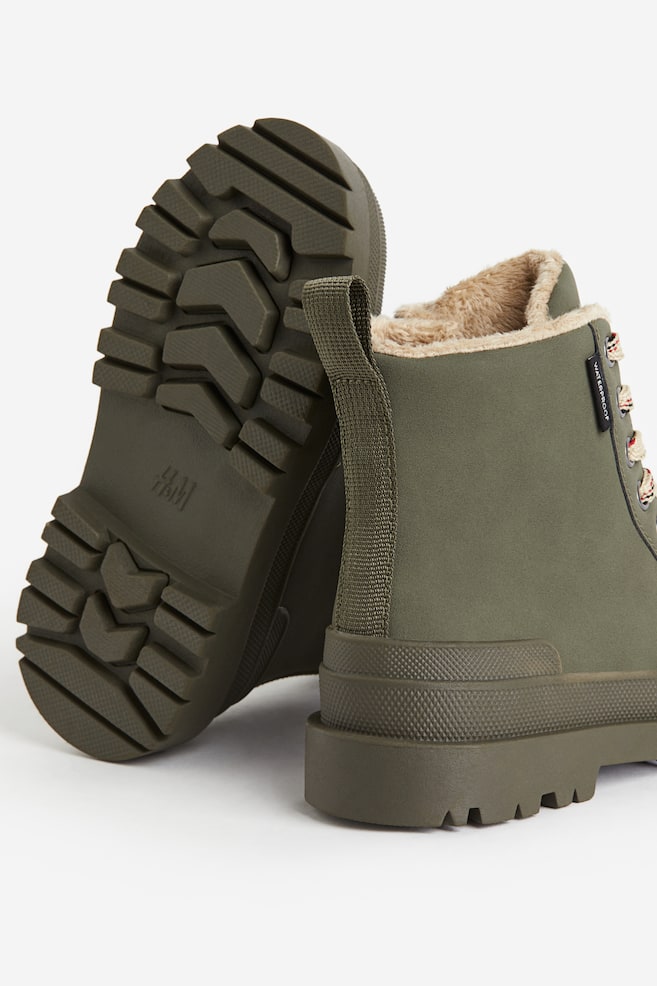 Waterproof lace-up boots - Dark khaki green/Black - 3