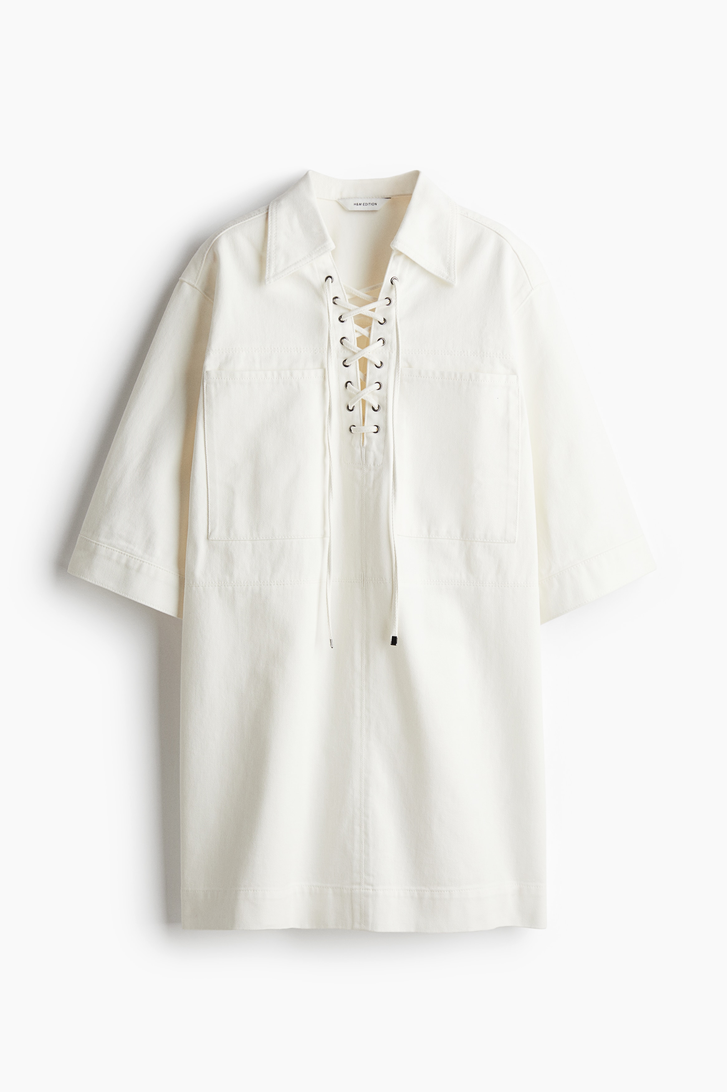 Vestido denim con lazada - Blanco