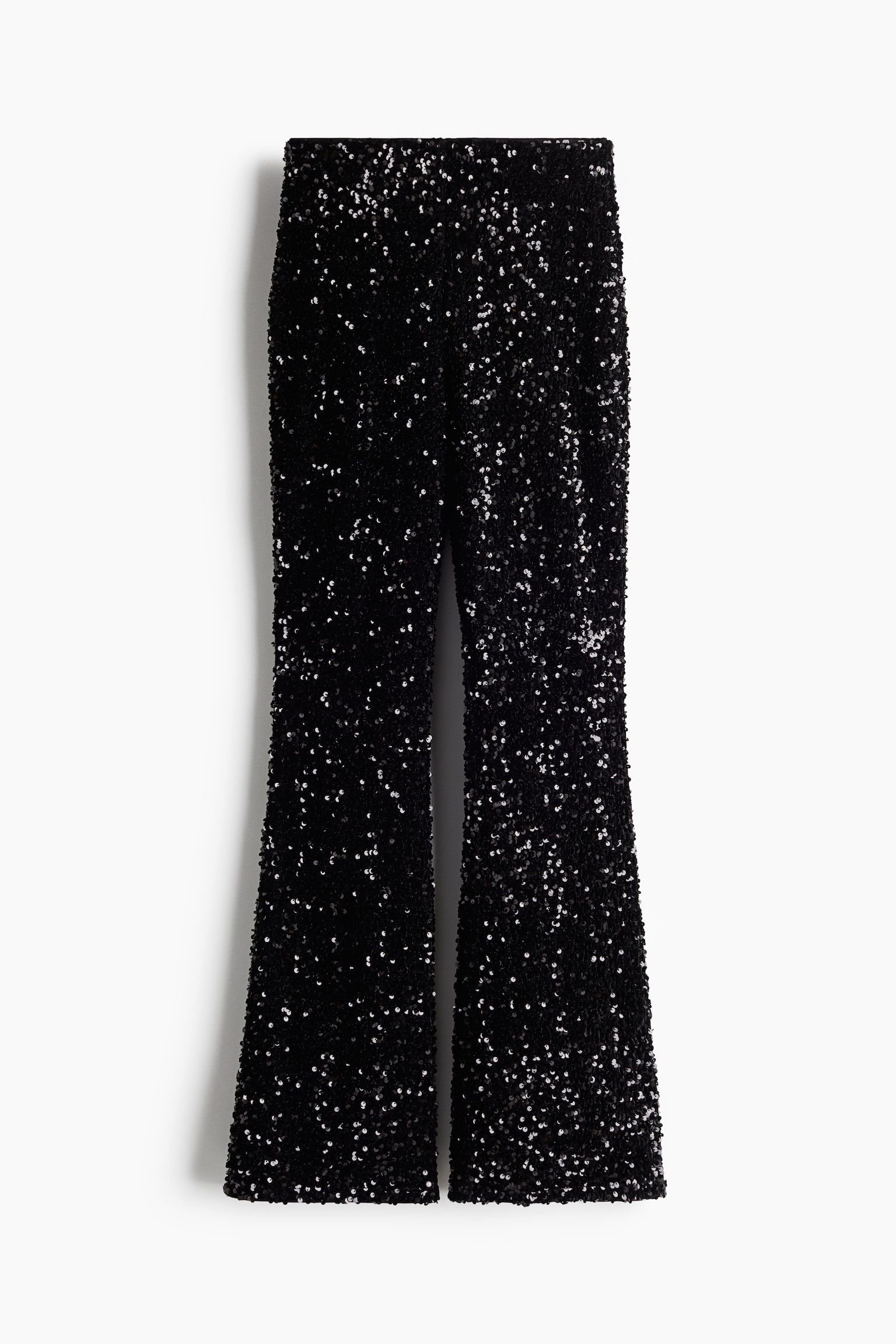 Flared sequined trousers - Black - 2