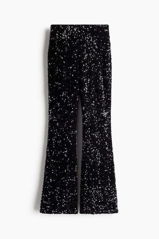 Ausgestellte Paillettenhose - Schwarz - 1