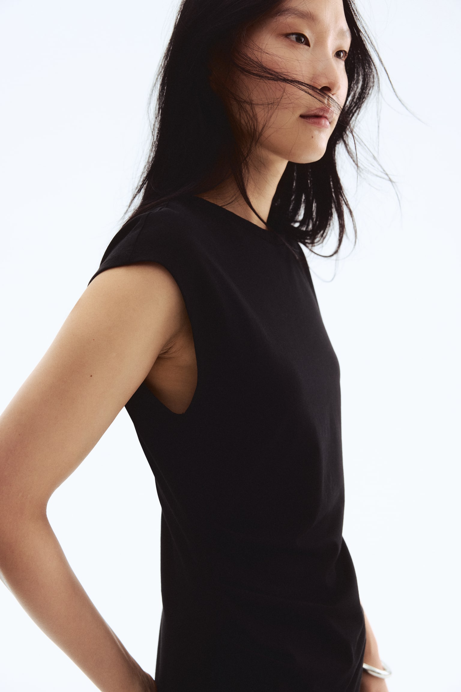 Pamuklu Asimetrik Üst - Siyah/Beyaz/Kırmızı - 5