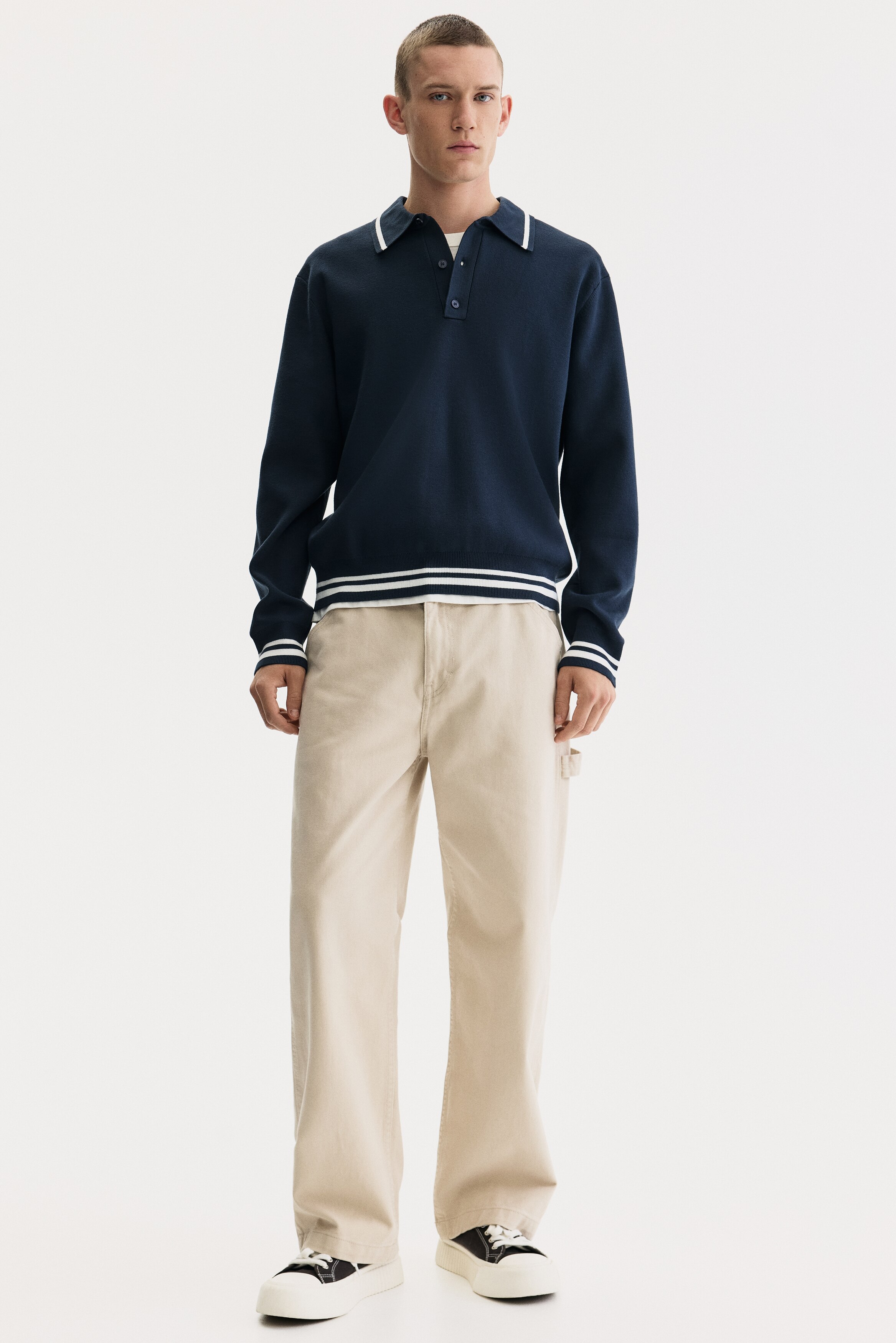 Loose Fit Fine-knit polo shirt