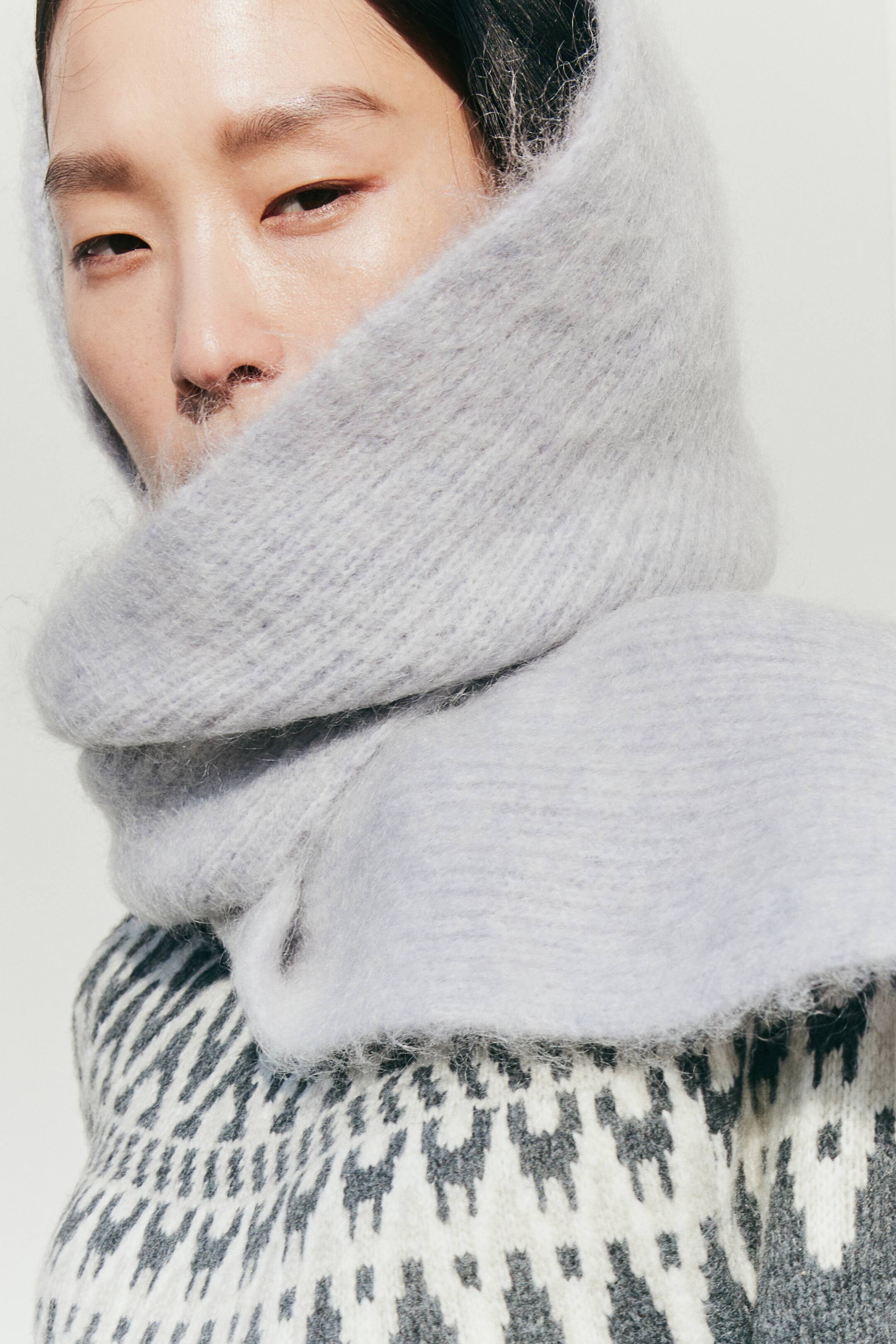 Mohair-blend Hooded Scarf - Light gray - Ladies | H&M US