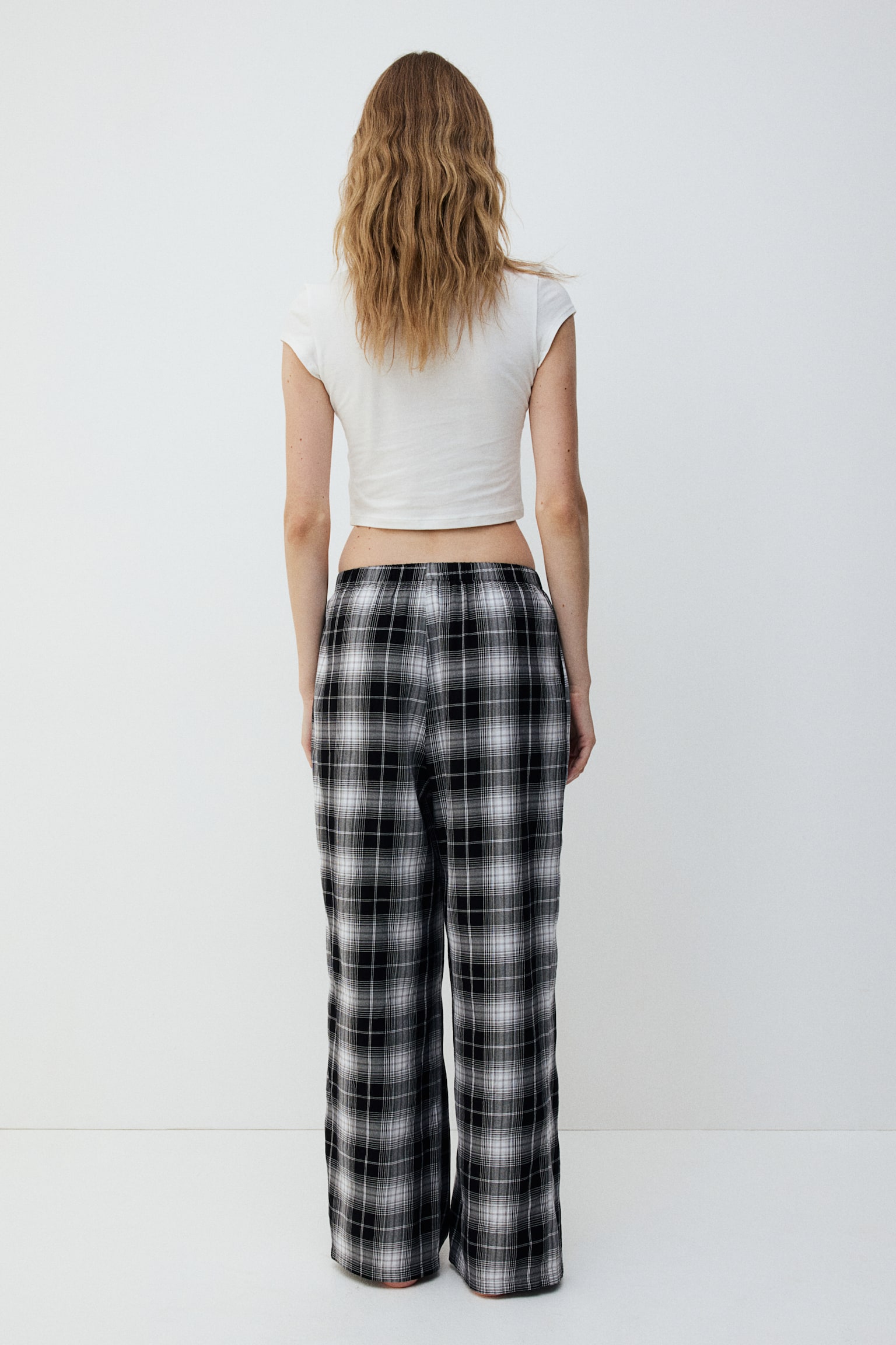 Cotton flannel pyjama bottoms - Black/Checked/Dark blue/Checked/Navy blue/Checked - 3