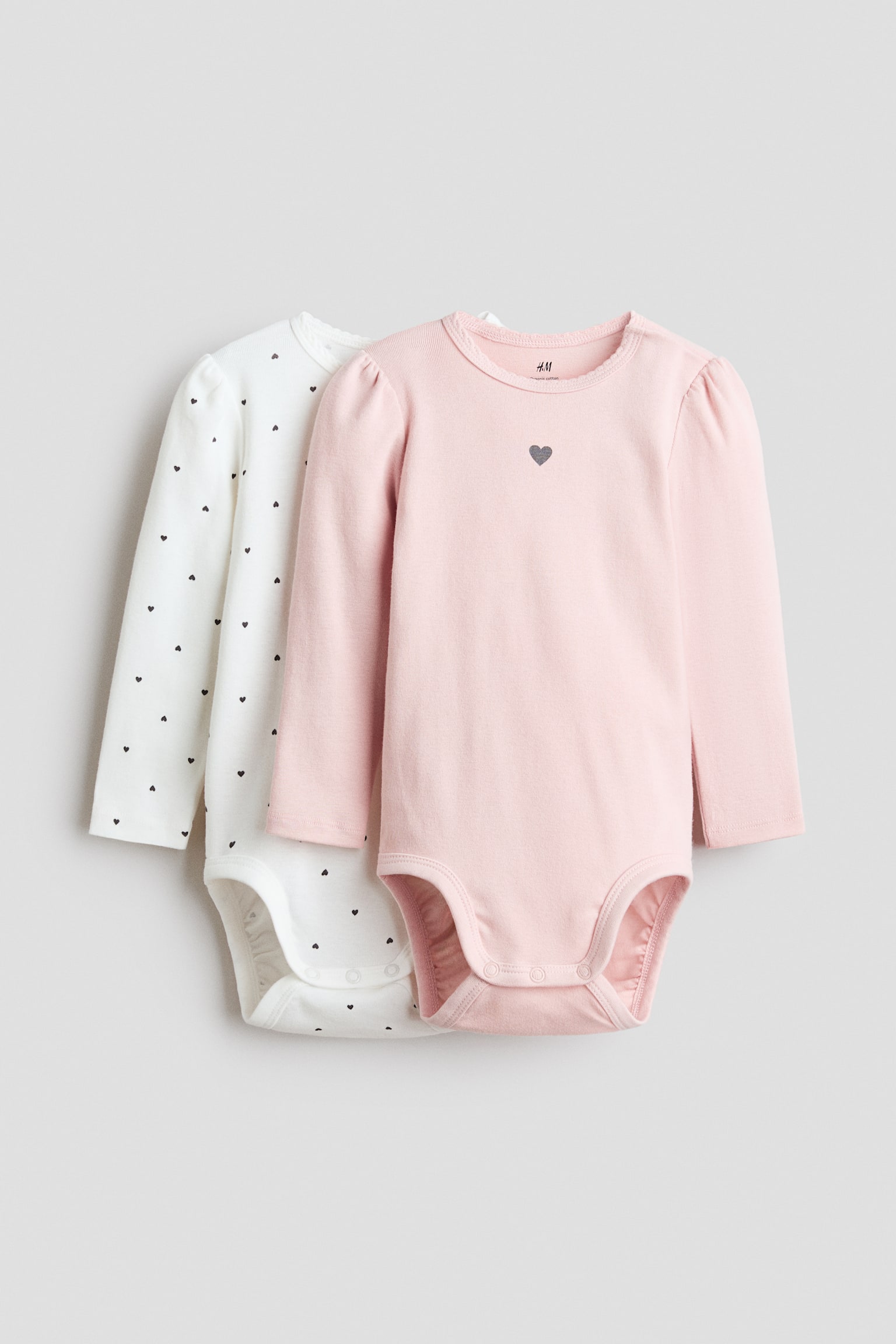 2-pack cotton bodysuits - Màu hồng nhạt/Trái tim