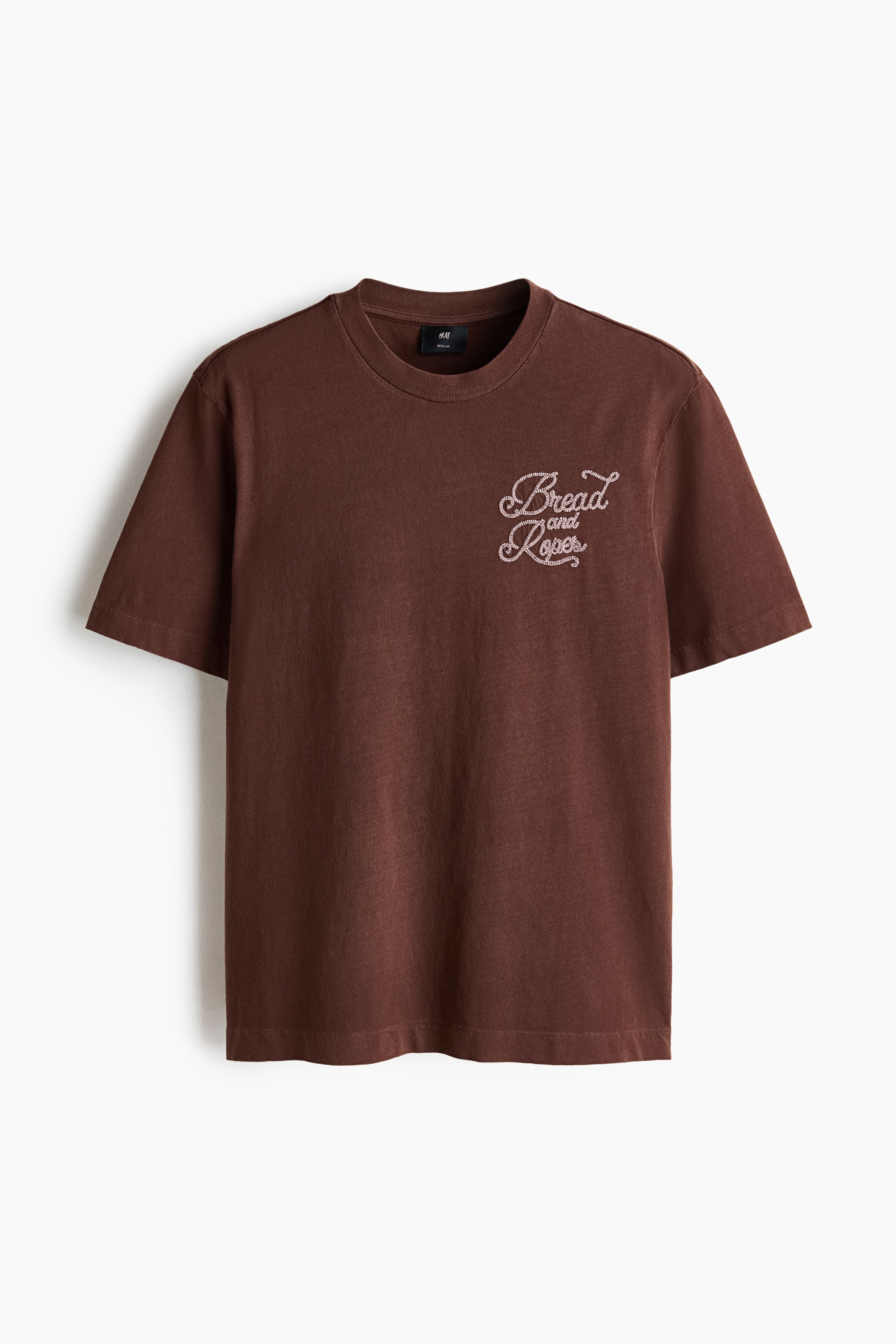 Regular Fit Embroidered-motif T-shirt - Brown/Bread And Ropes/Bright blue/Bread and Ropes