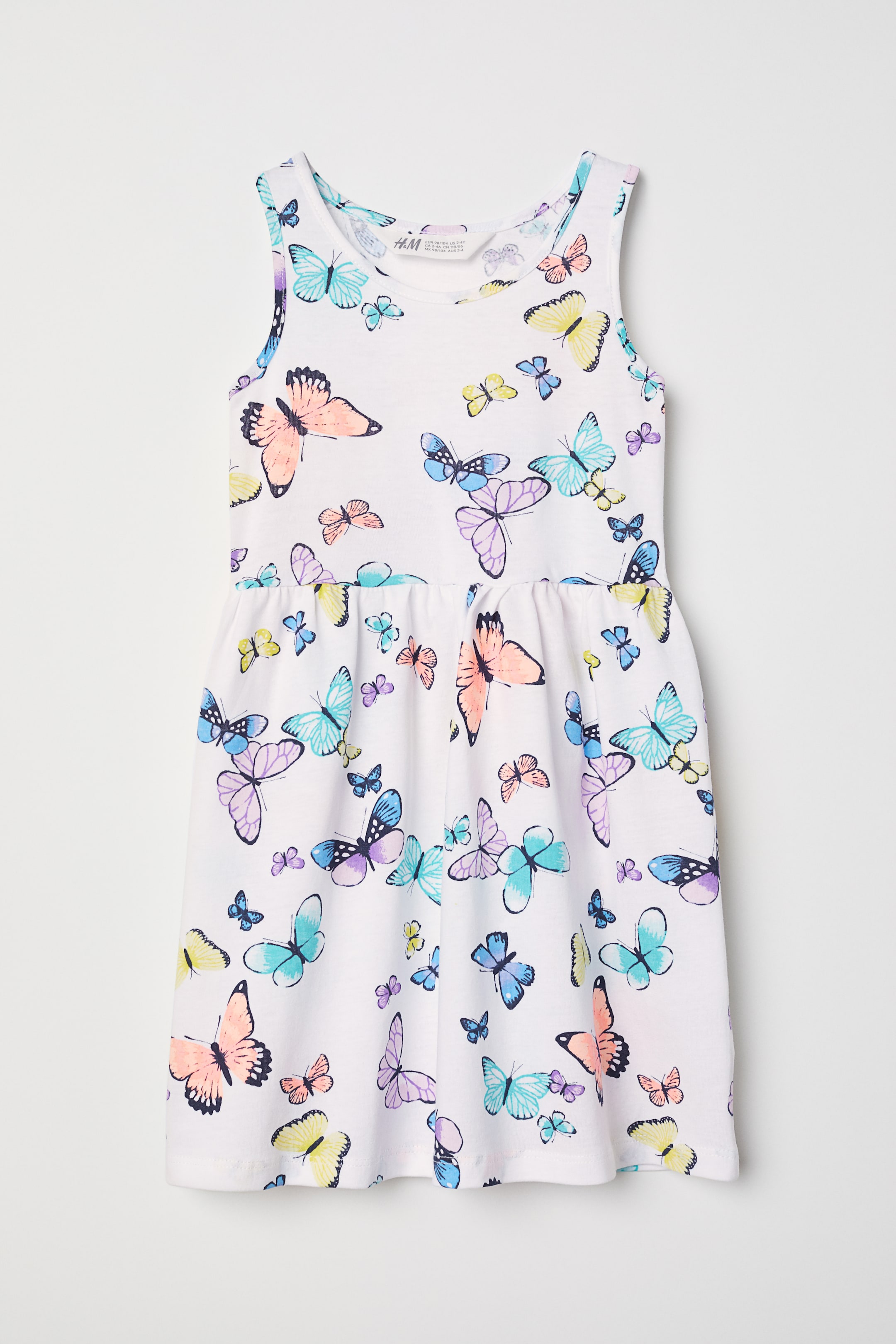 View larger image: Sleeveless jersey dress - White/Butterflies - Kids | H&M GB 1