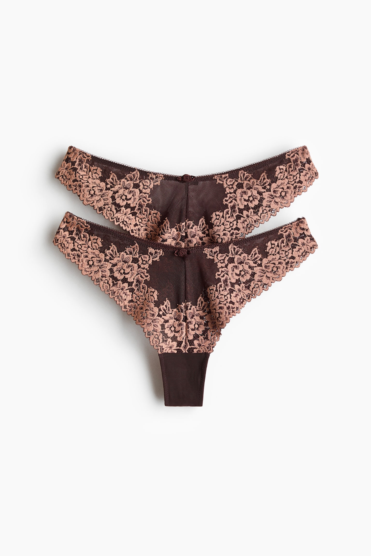 2-pack lace Brazilian briefs - Dark brown/Old rose/Black/Cream/Powder pink/Cream/Burgundy/Cream/Dark blue/White/Brown/Light beige/White/Burgundy
