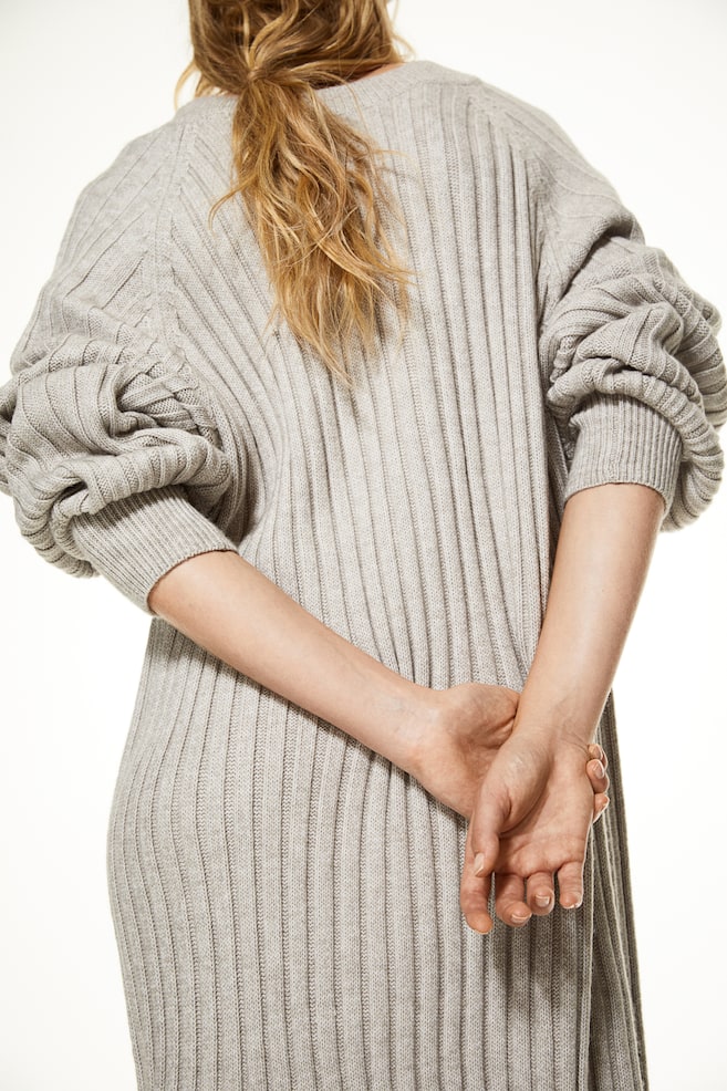 Rib-knit dress - Light greige/Light grey - 3