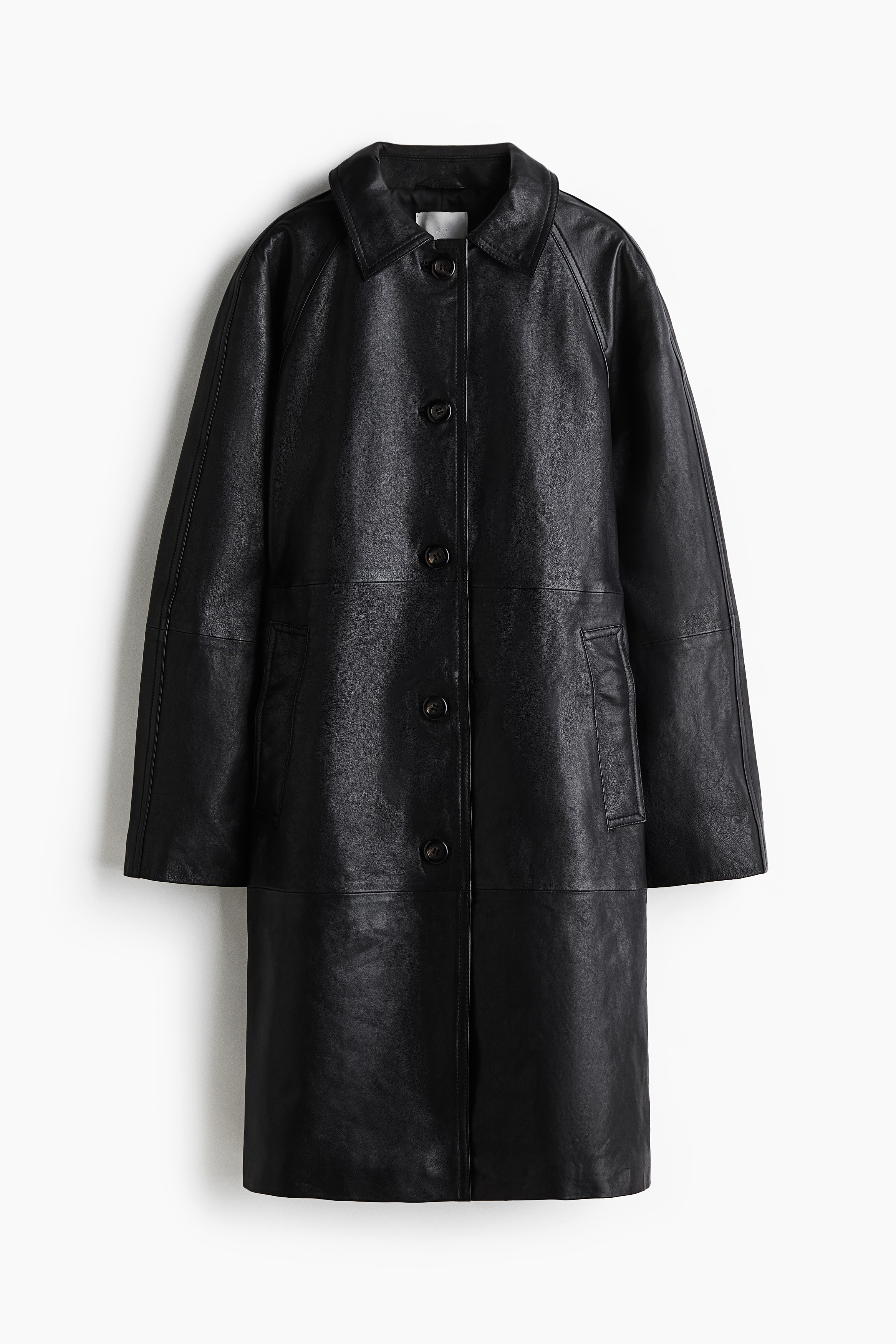 Frakke i læder - Sort