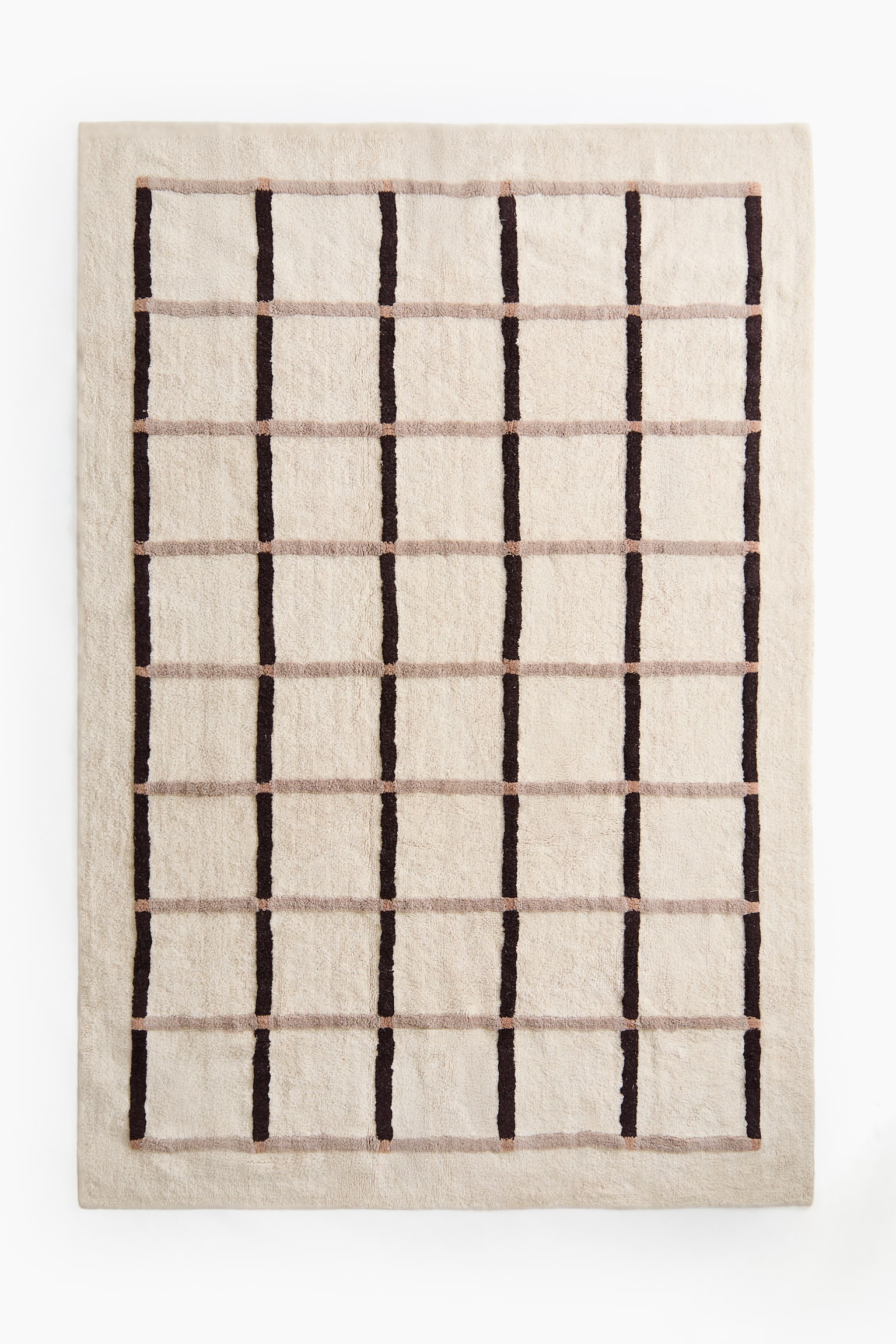 Alfombra grande en mezcla de lana tufteada - Beige claro/Cuadros