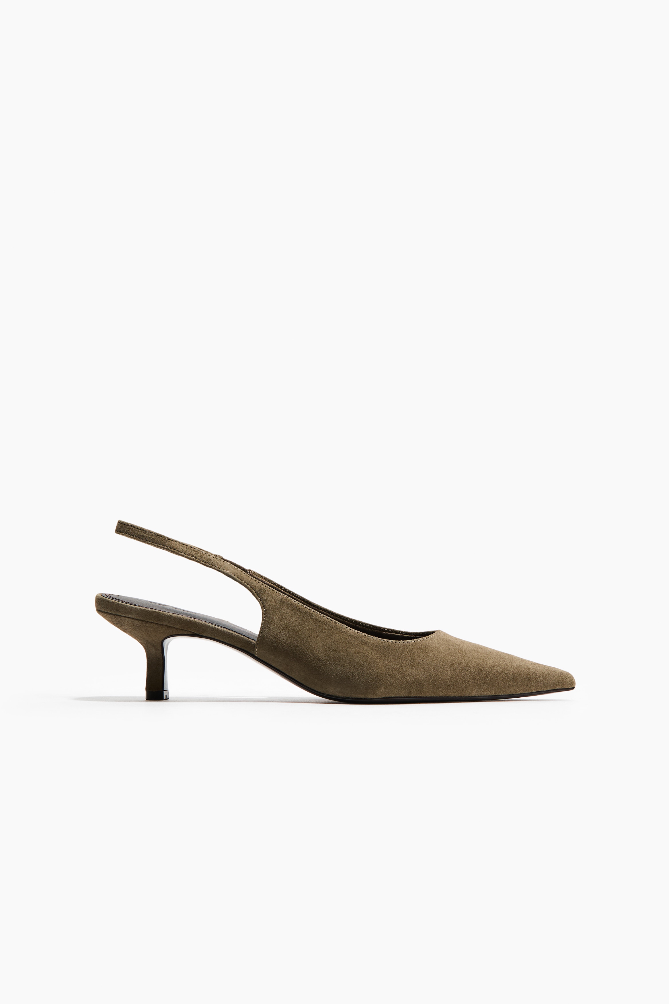 Spitze Slingpumps aus Veloursleder - Khakigrün/Braun/Dunkles Khakigrün/Dunkelbeige