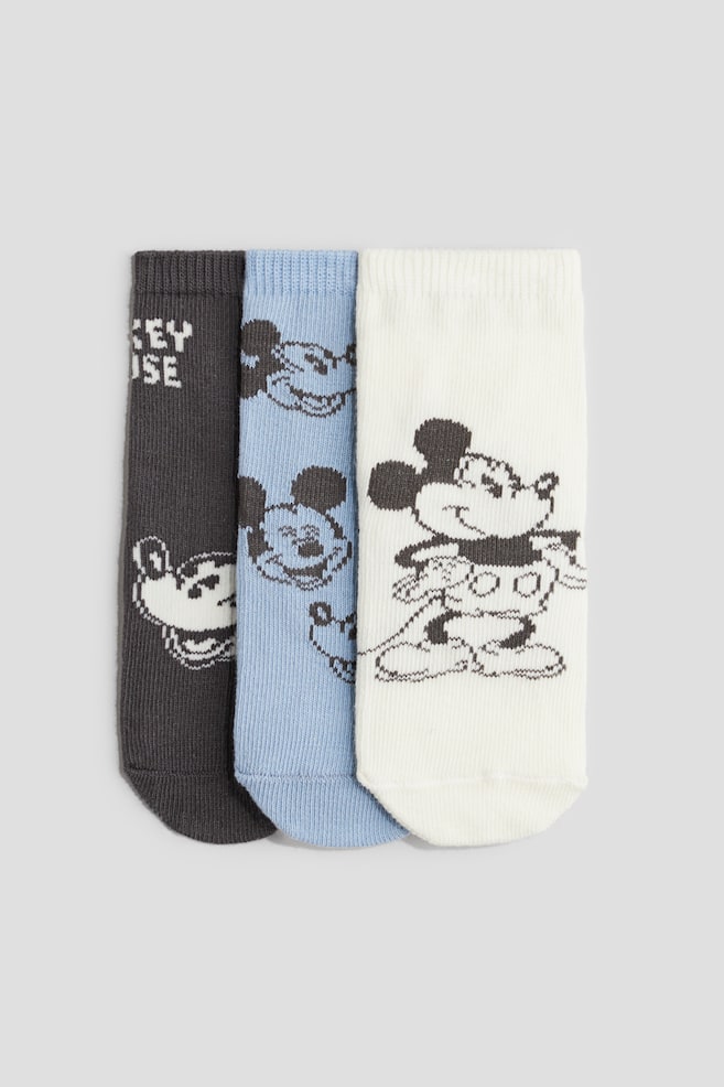 3-pack motif-detail socks - Light blue/Mickey Mouse/Light pink/Minnie Mouse/Yellow/Winnie the Pooh - 1