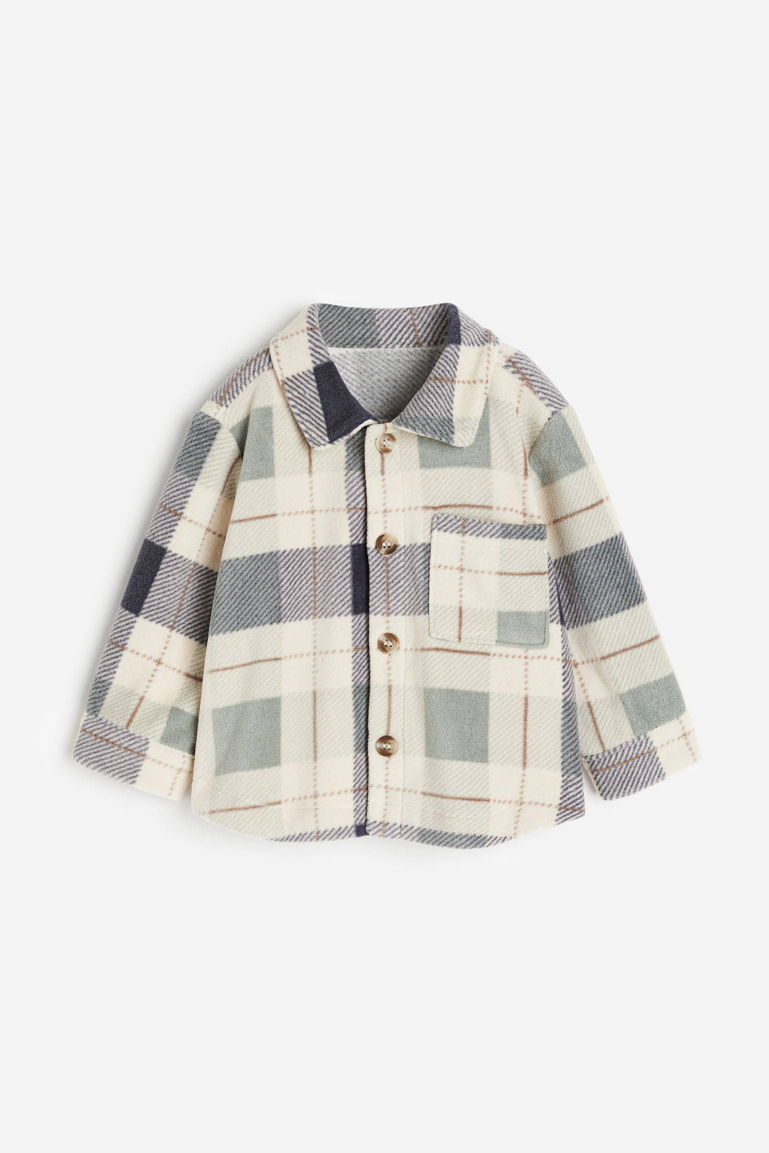 Fleece Shirt Jacket - Cream/Check - 1