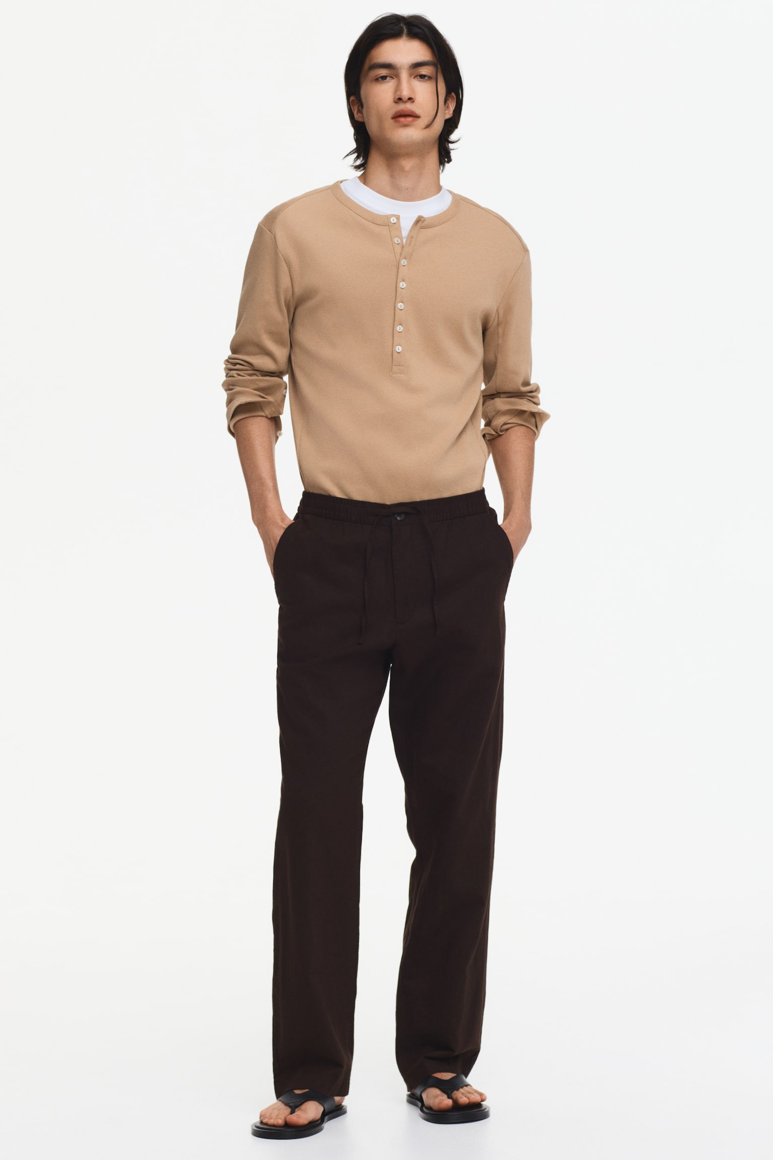 Regular Fit Linen-blend trousers - 1