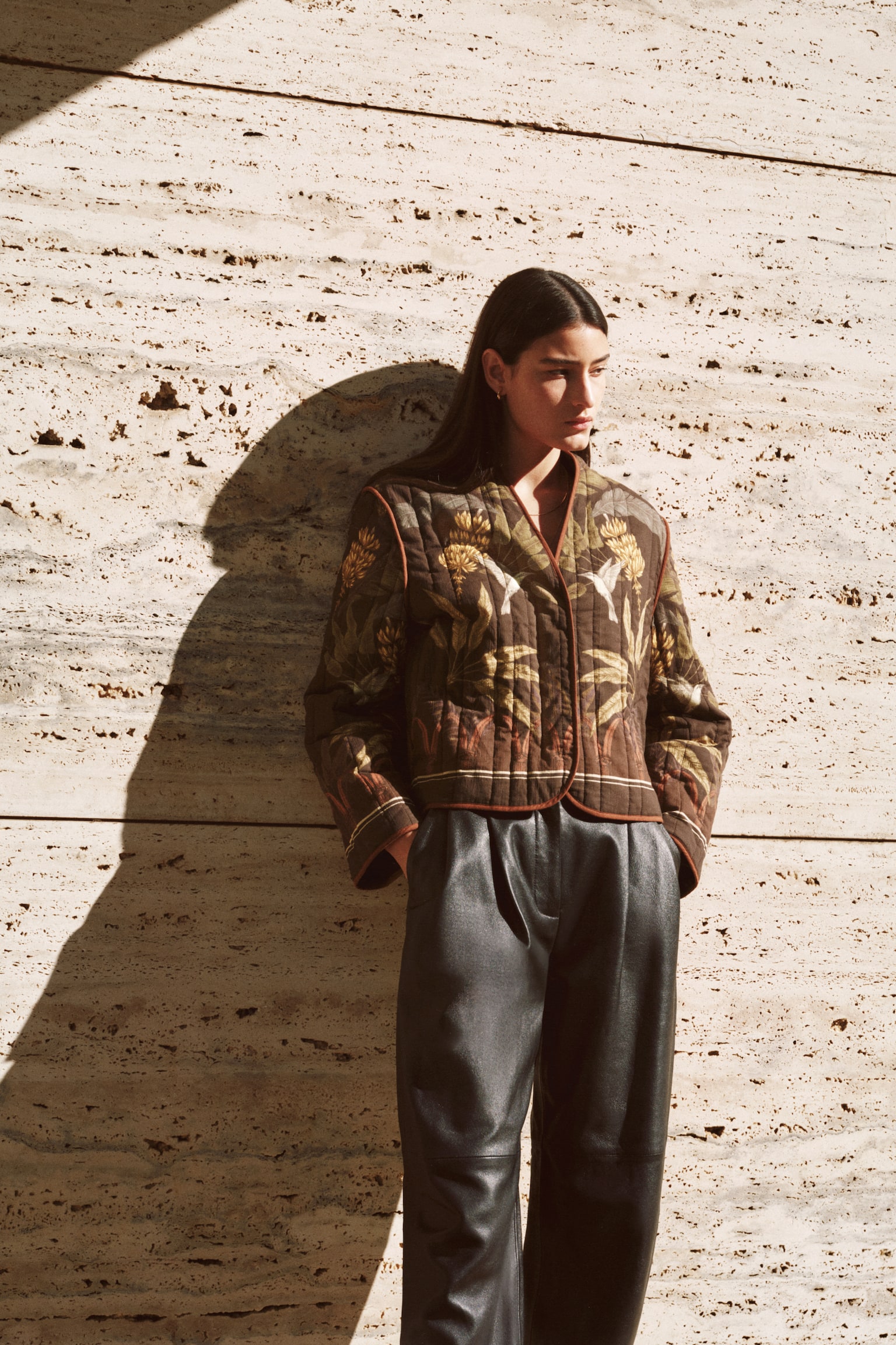 THERMOLITE® Quilted jacket - Dark brown/Plants - 5