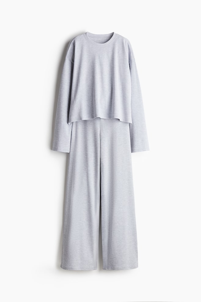 Waffled pyjamas - Light grey marl - 1