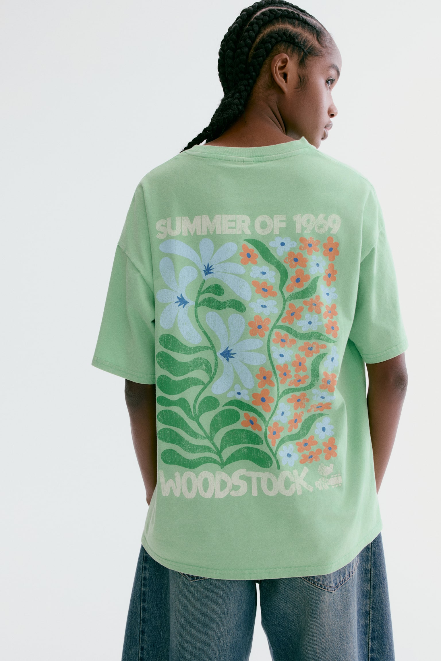 T-shirt grande taille imprimé - Vert/Woodstock/Noir/Pink Floyd/Bleu/Degas/Beige clair/Monet/Orange clair/Grateful Dead/Orange/Pacha/Rose poudre/The Doors - 1
