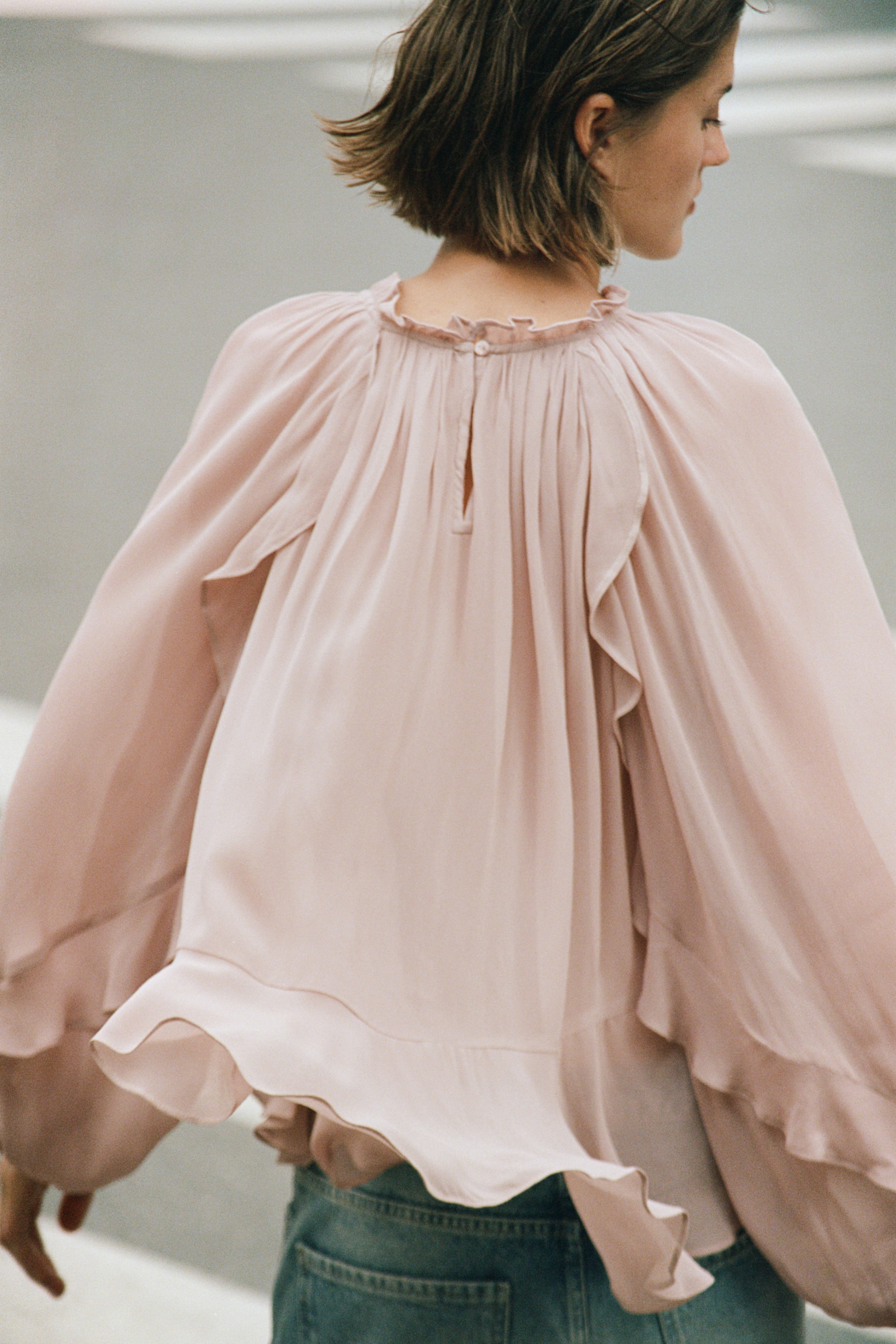 Blouse en viscose avec manches ballon