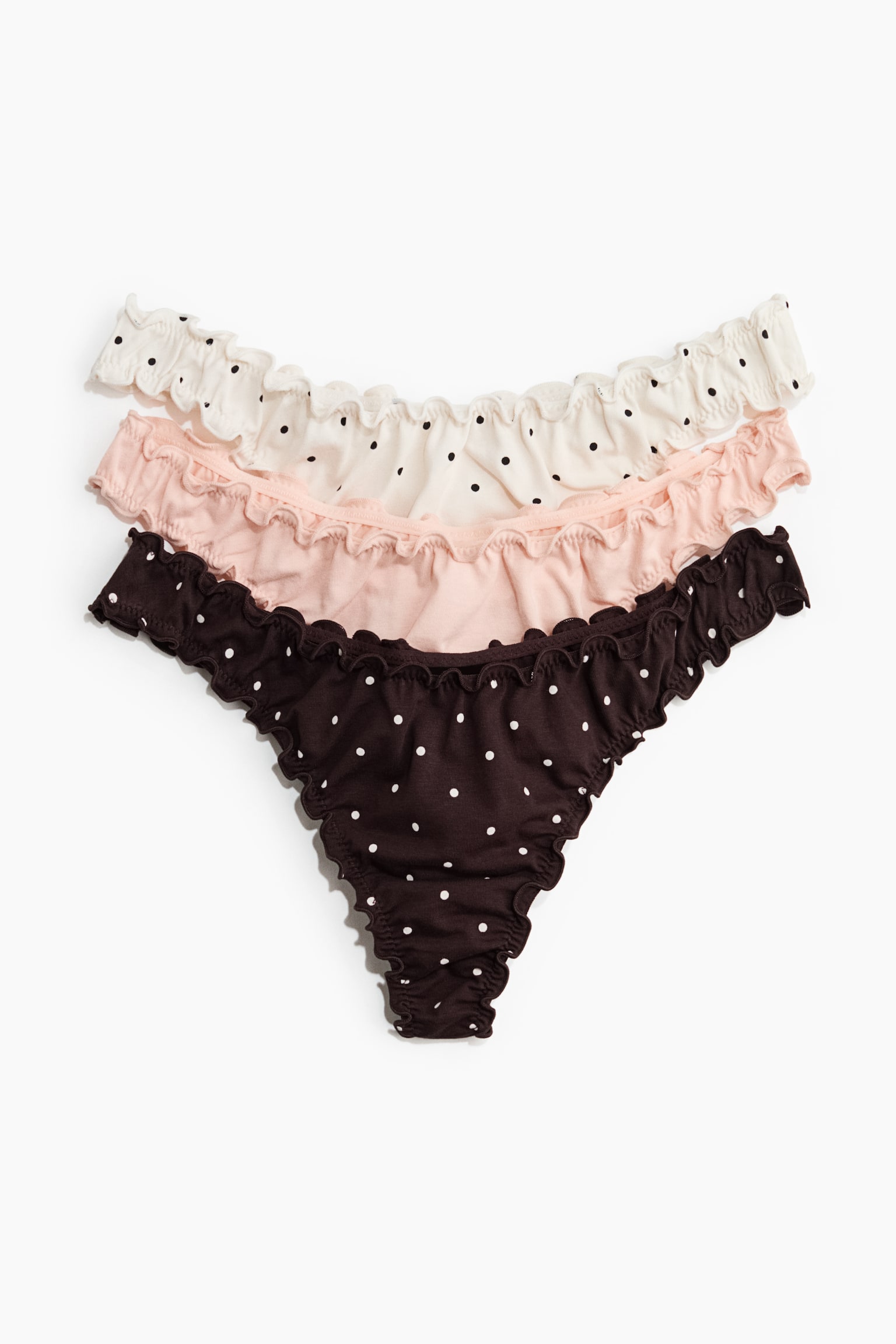 Трусы-стринги Overlocked, 3 шт. — H&M, цвет: Тёмный коричневый — фото 1