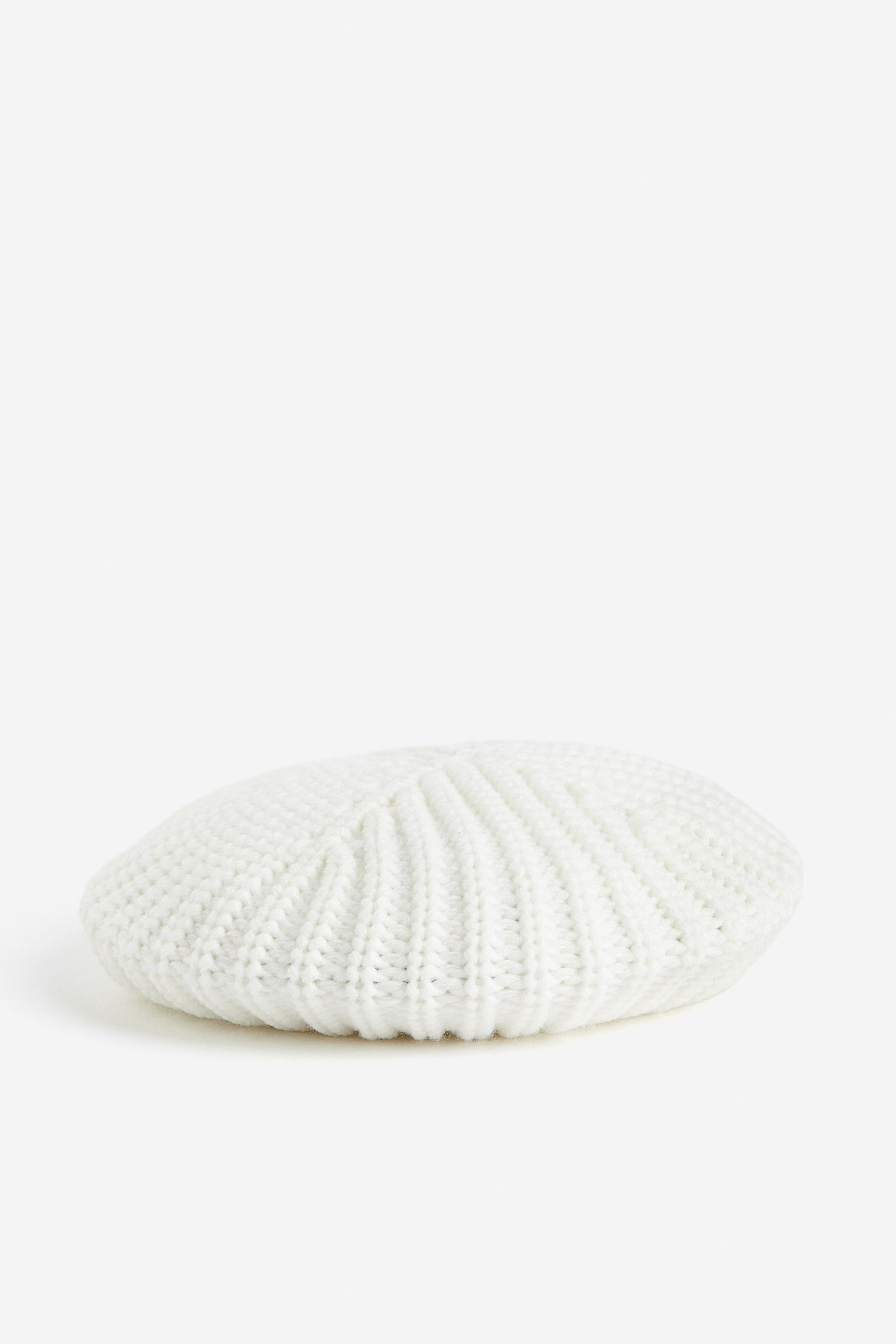 Rib-knit beret - Cream - 1