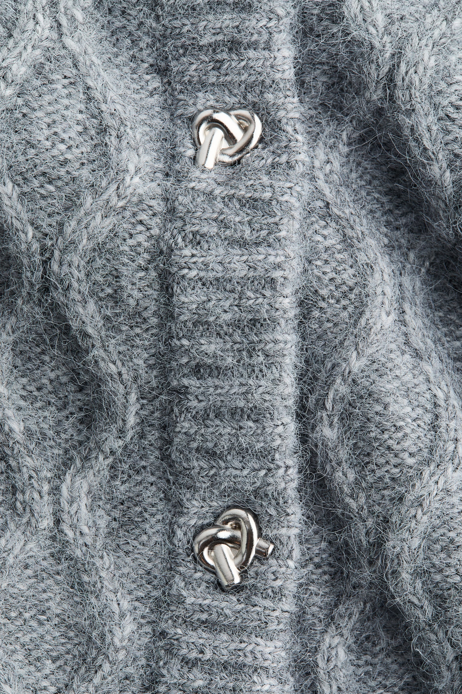 ケーブルニットカーディガン - グレーメランジ/ベージュ/ホワイト - 5