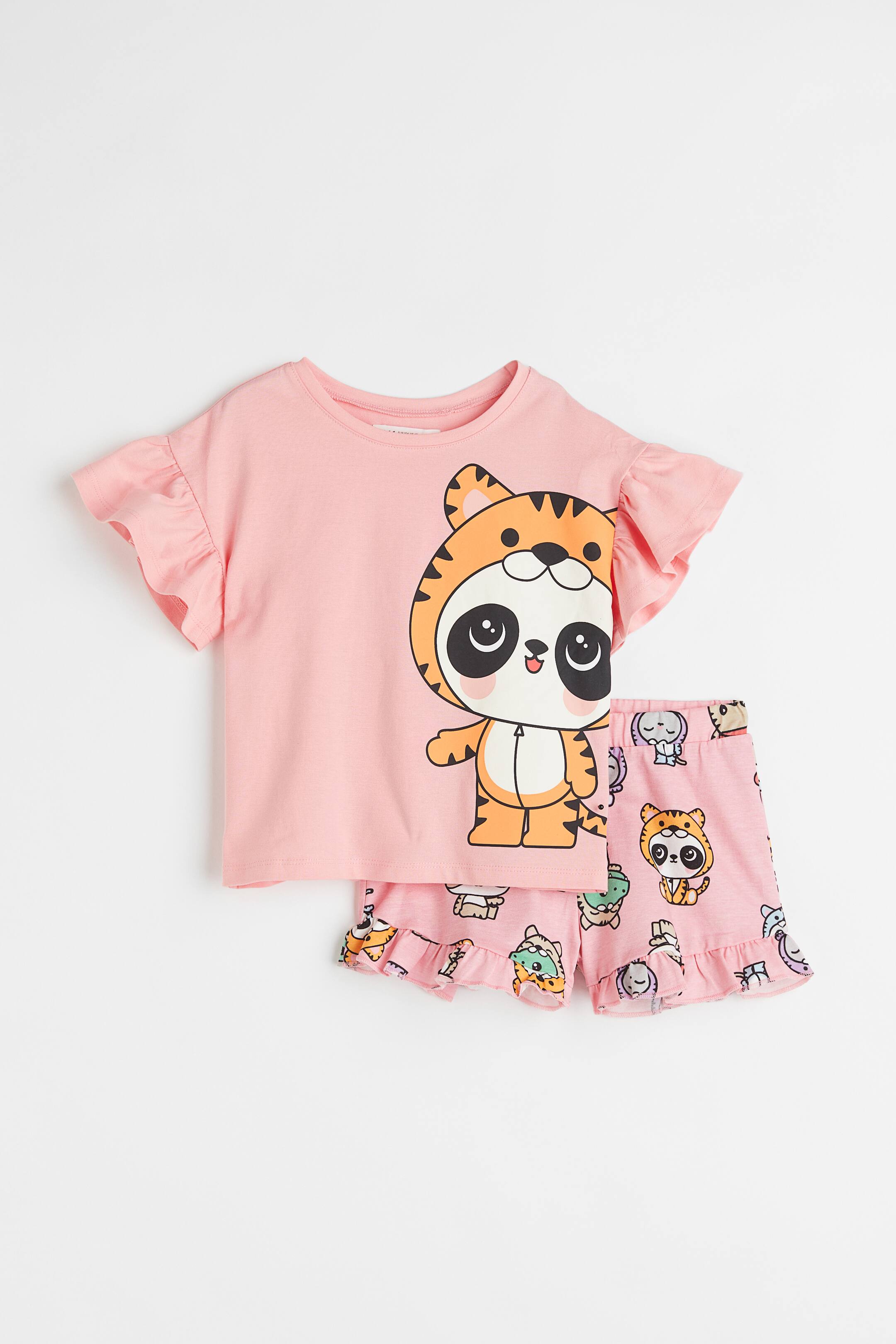 View larger image: 2-piece Cotton Jersey Set - Light pink/Animals - Kids | H&M AU 1