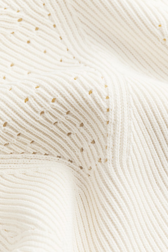 Pointelle-knit jumper - Cream/Grey - 4