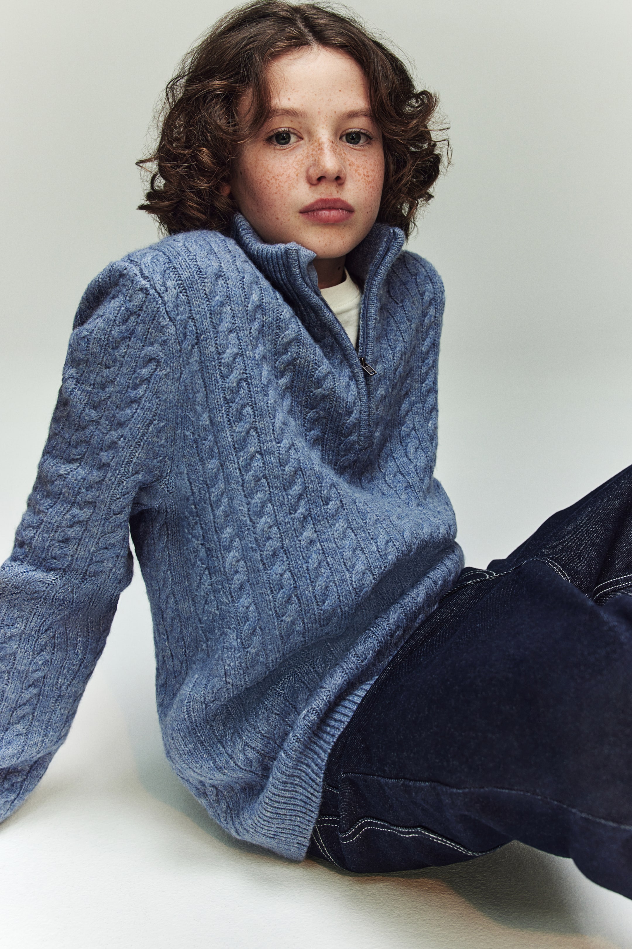 Cable-Knit Half-Zip Sweater