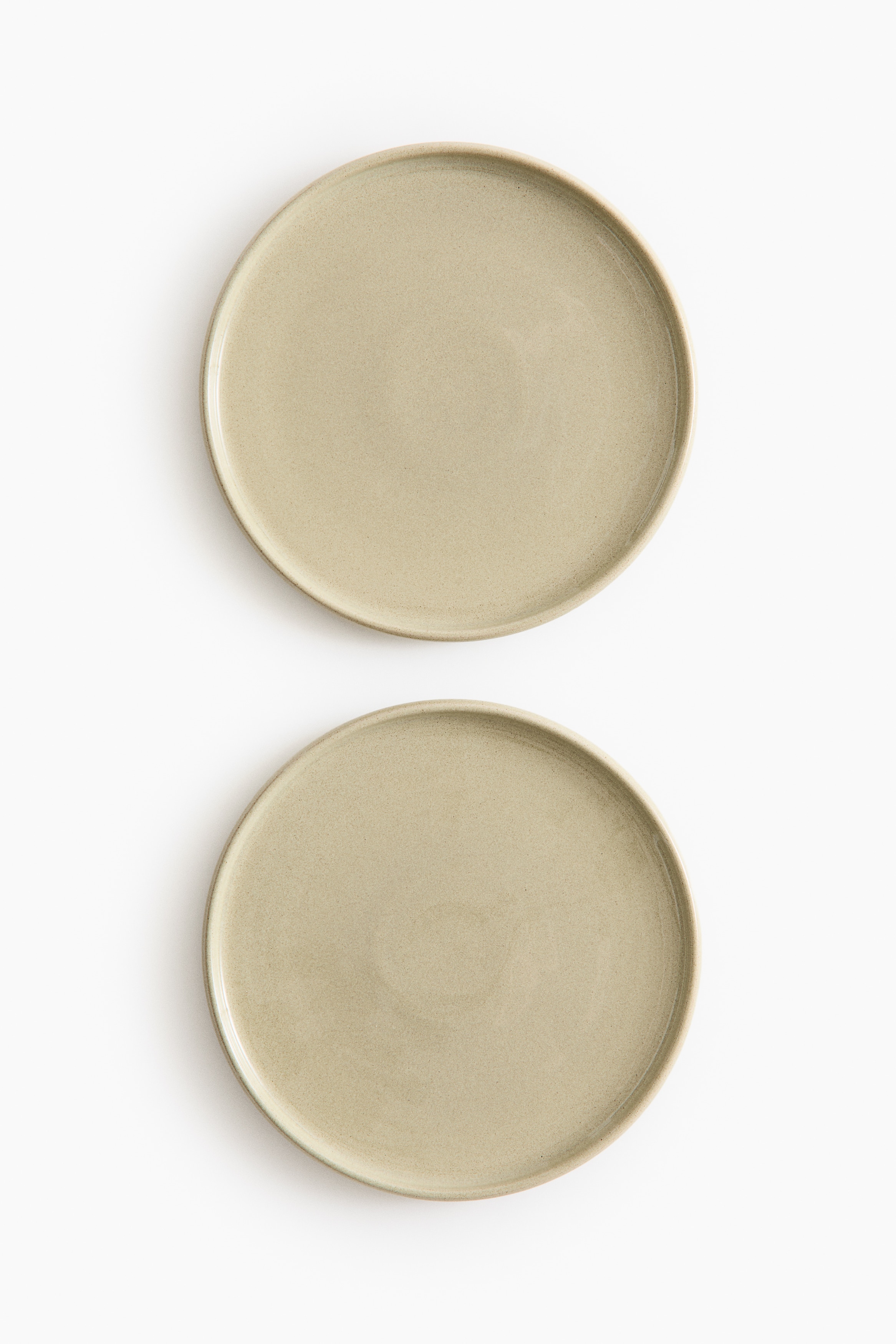 Lot de 2 grandes assiettes en grès cérame - Vert/Blanc
