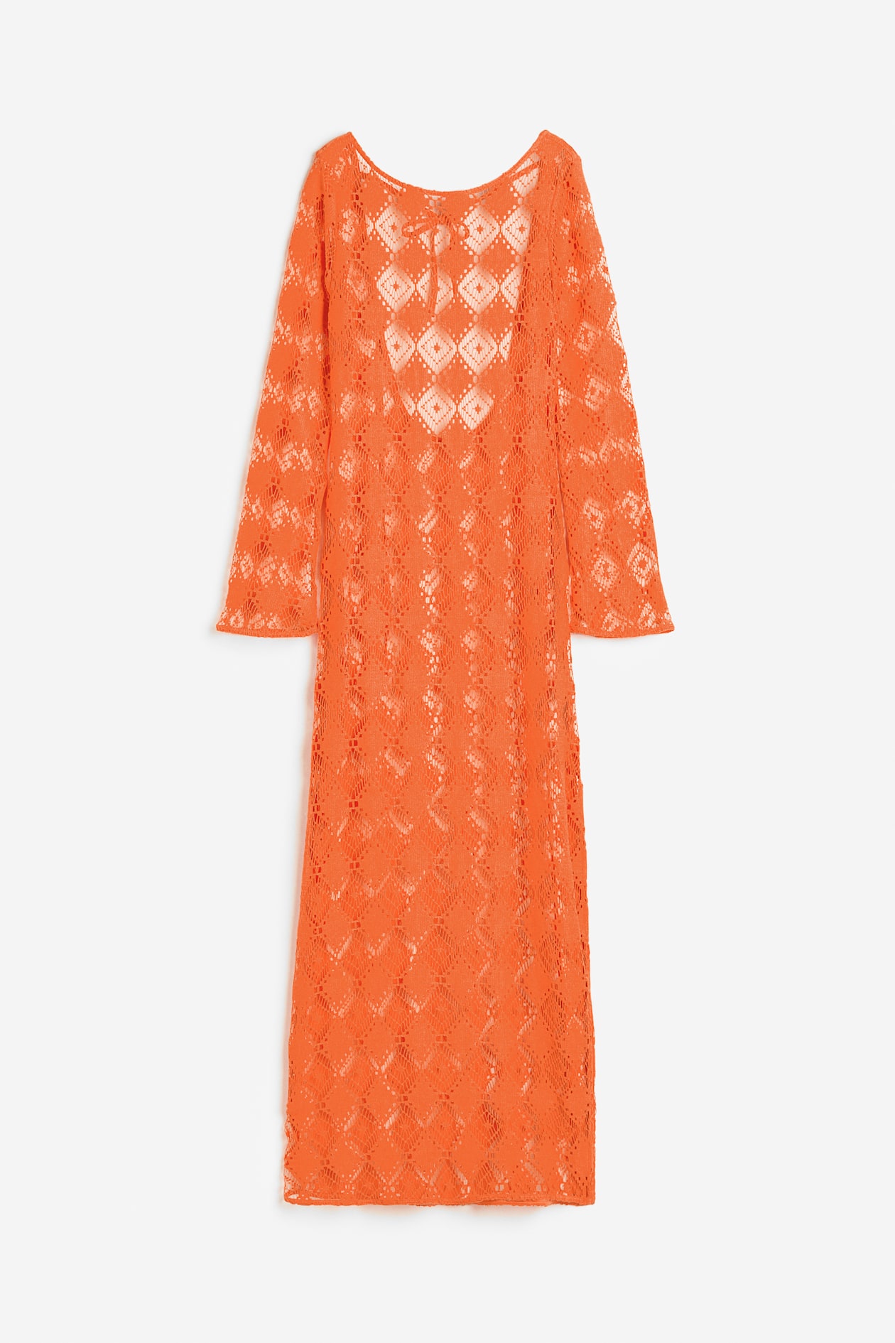 h&m orange crochet dress Women's Orange Open-backed Crochet-look Dress