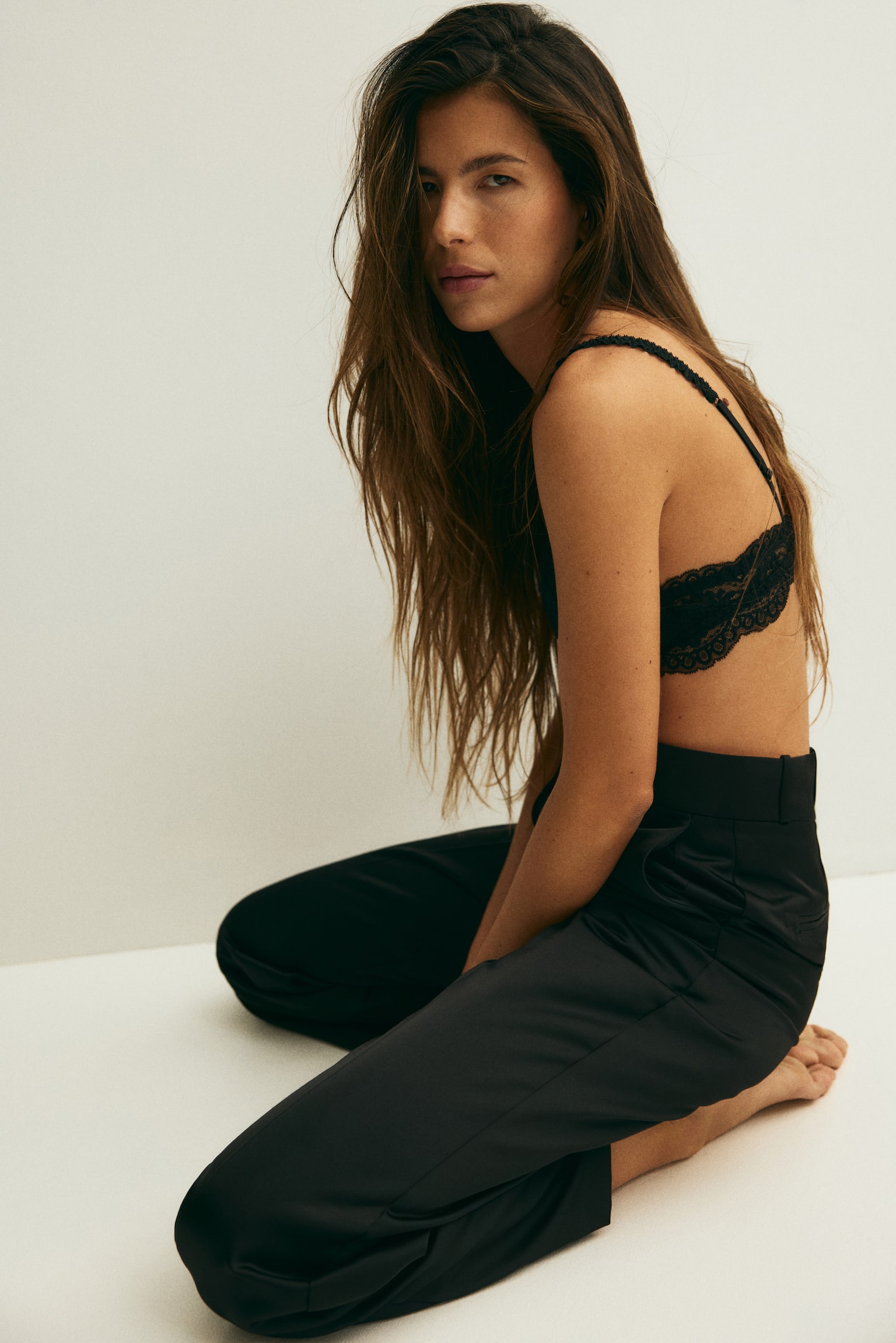 Padded soft lace bra - Black/Cream/Plum purple - 5