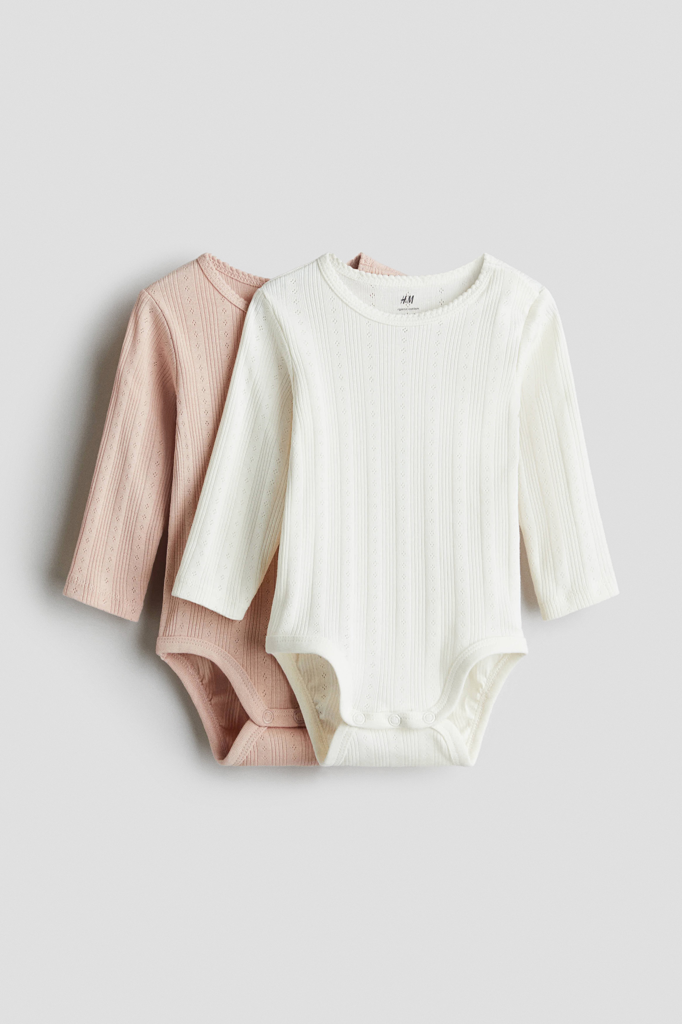 H & M - 長袖ボディスーツ 2枚セット - オレンジ