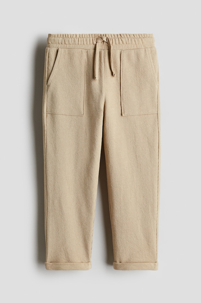 Ζέρσεϊ joggers με ανάγλυφη υφή - Μπεζ/Έντονο μπλε/ριγέ - 1