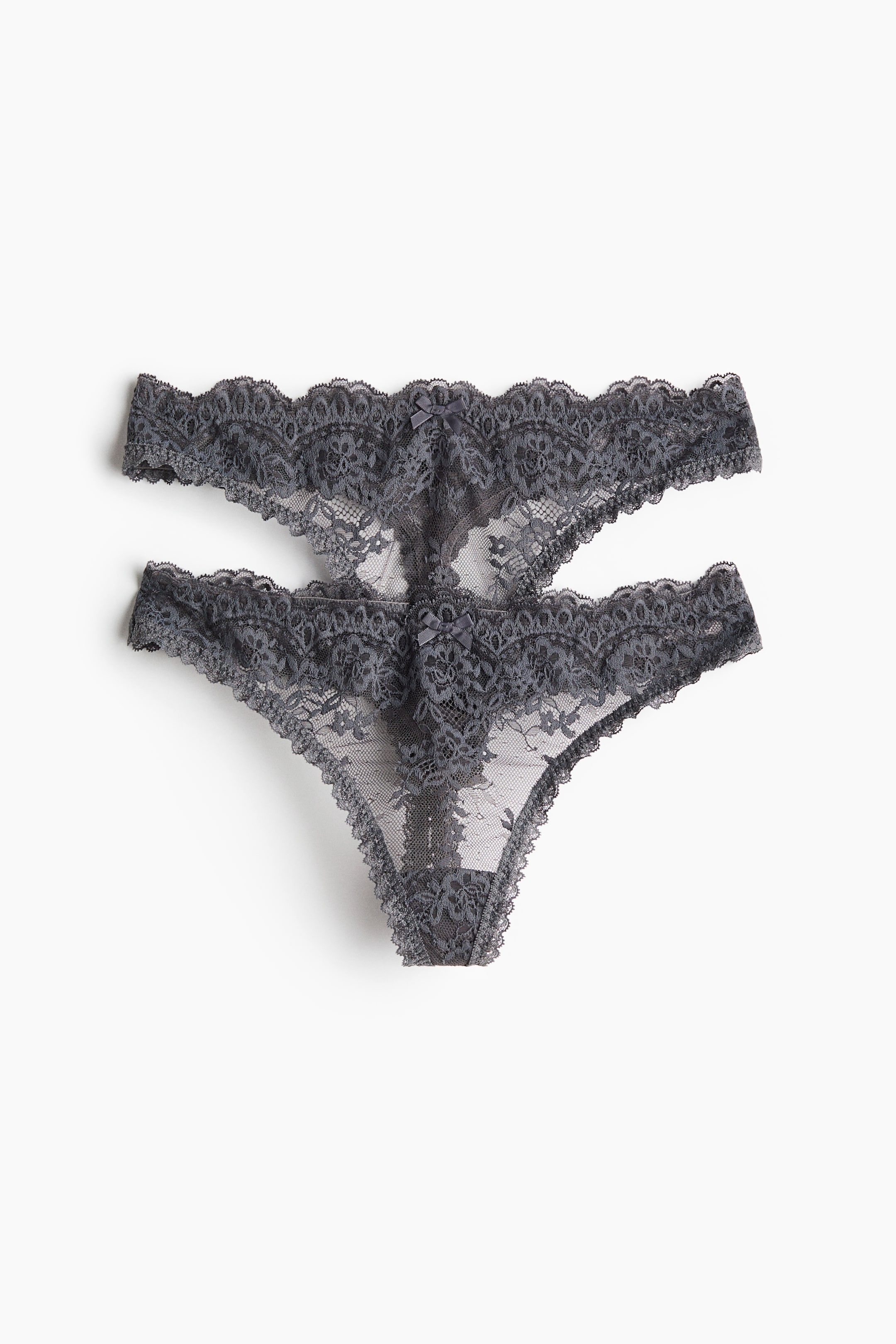 View larger image: 2-pack lace thong briefs - Dark grey - Ladies | H&M 1
