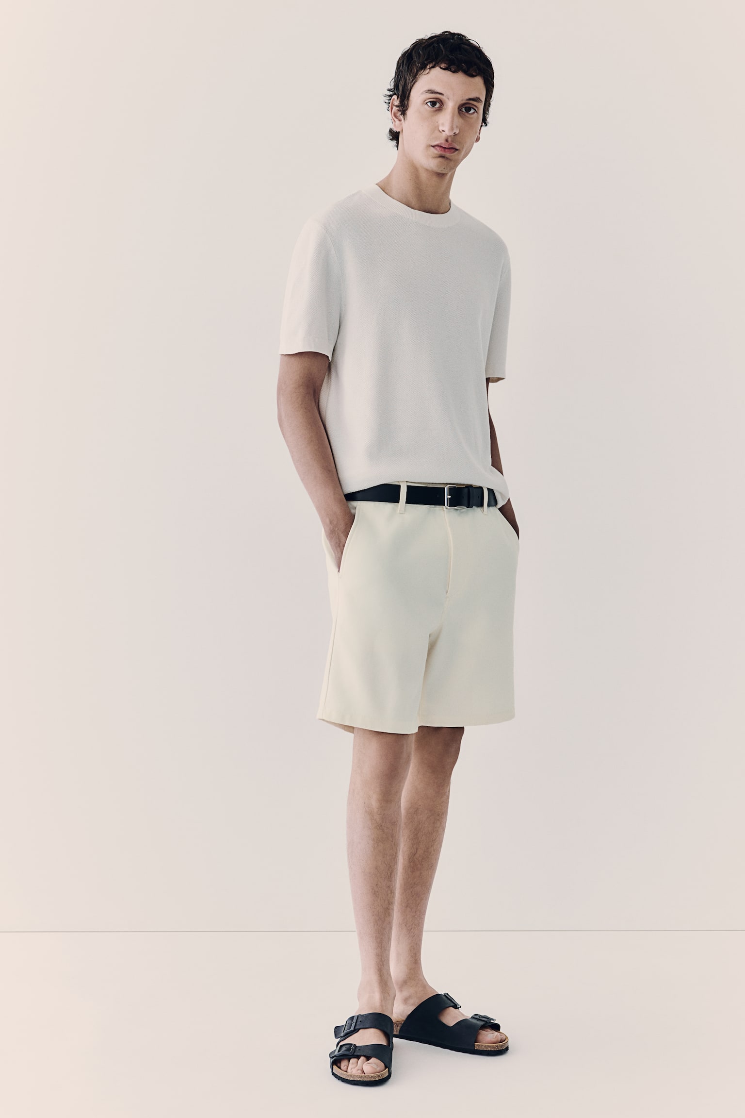 Regular Fit Chino shorts - White/Beige/Navy blue - 1