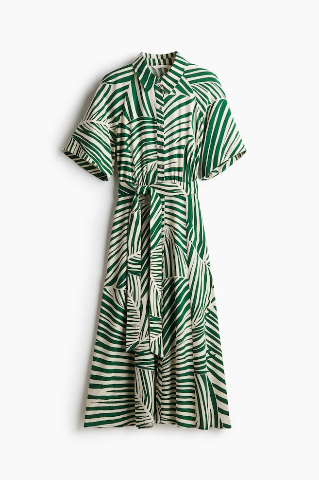 Tie-belt shirt dress - Green/Patterned/Black/Bright blue/White patterned/Dark brown/Floral/Black/Cream/Zebra print/Beige/Leopard print/Black/Floral/White/Blue patterned/Navy blue/White/Red floral/Black - 1