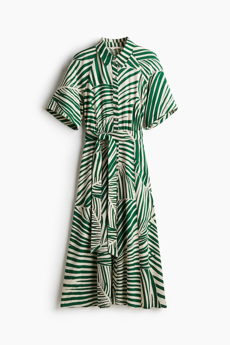 Women's Dark khaki green Tie-belt Shirt Dress | H&M US