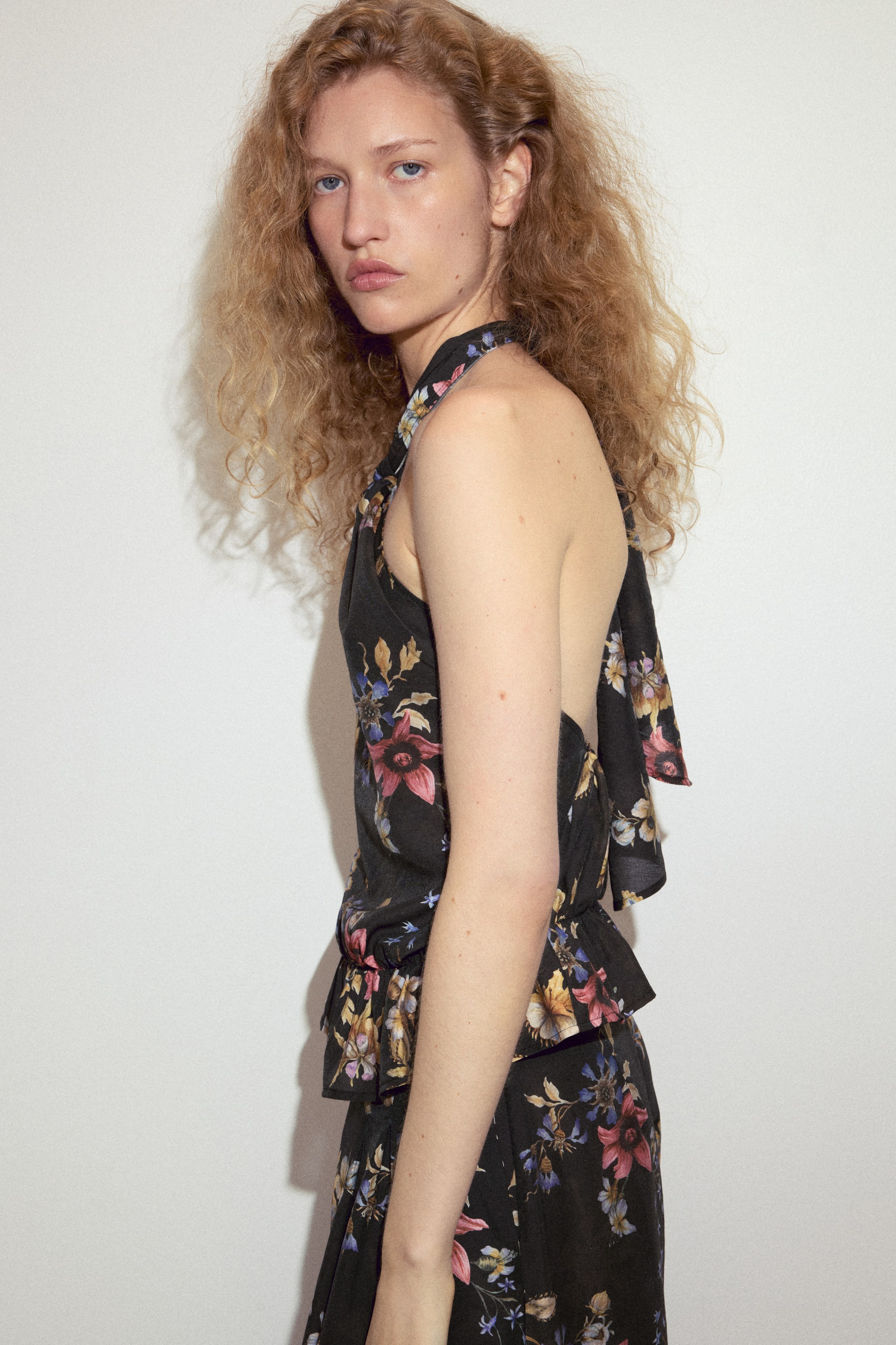 Viscose-Blend Halterneck Top